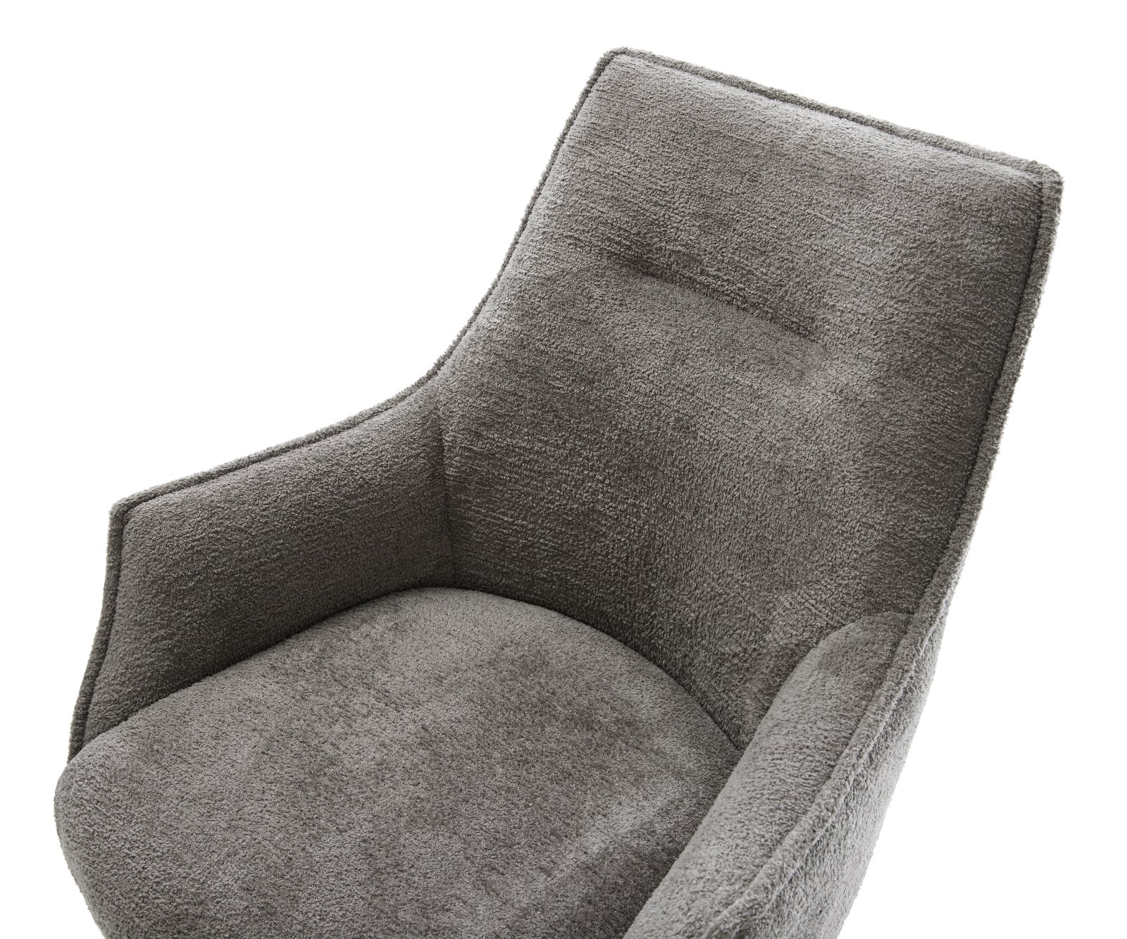 Jedálenská stolička Alja-Flex s opierkami bouclé mäkký tmavobéžová krížová podstava biela 360° otočný hojdacia funkcia vrecková pružina - Image 4