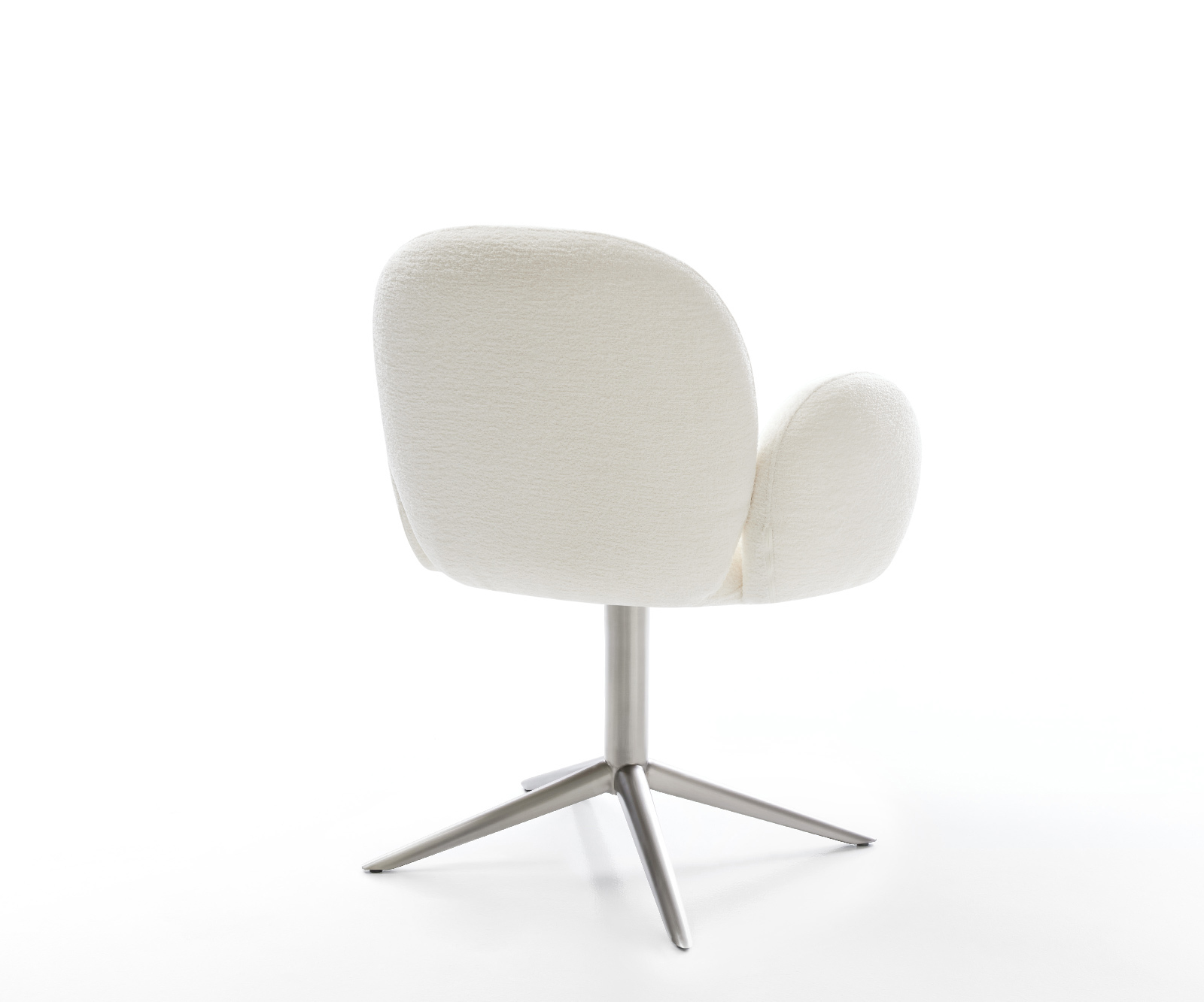 Jedálenská stolička Nube-Flex s opierkami bouclé mäkký béžová kovová podstava nerezová oceľ 360° otočný hojdacia funkcia vrecková pružina - Image 5