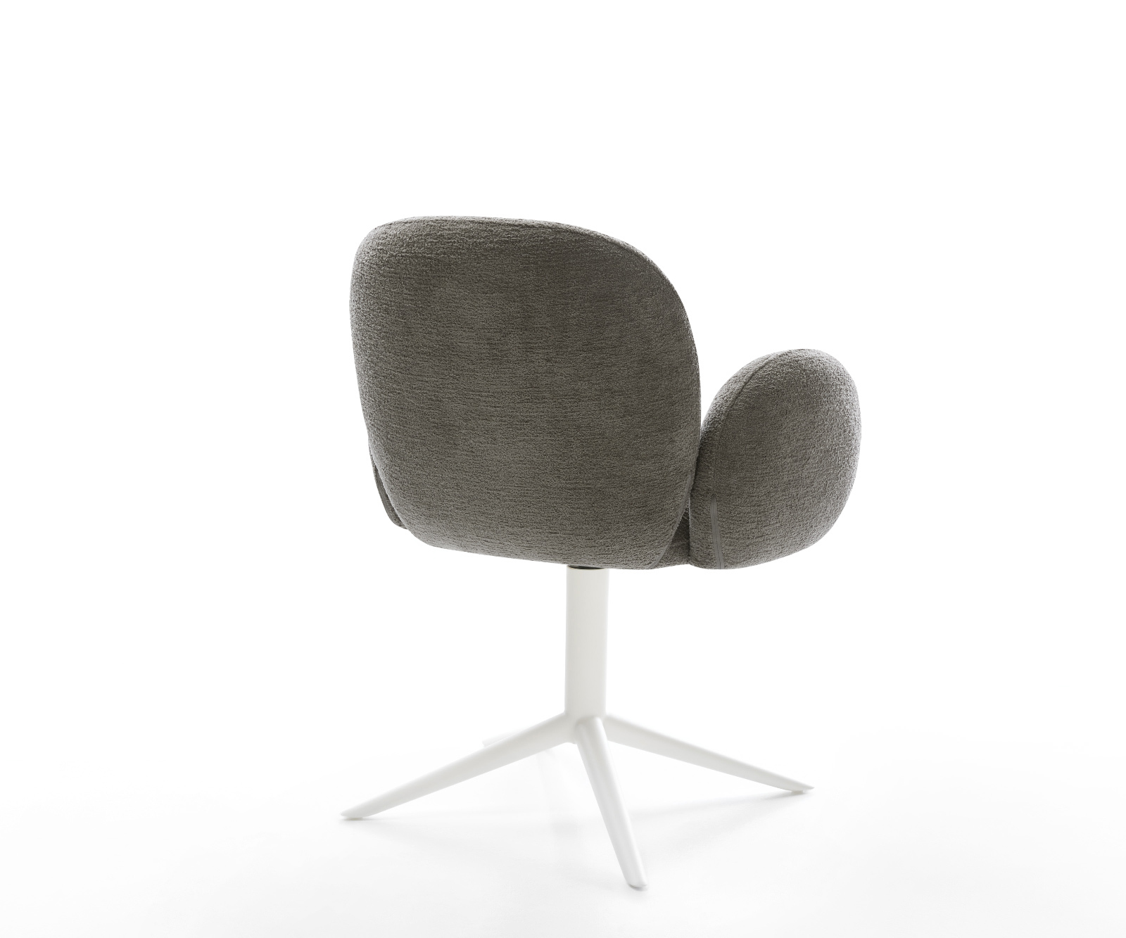 Jedálenská stolička Nube-Flex s opierkami bouclé mäkký tmavobéžová krížová podstava biela 360° otočný hojdacia funkcia vrecková pružina - Image 5