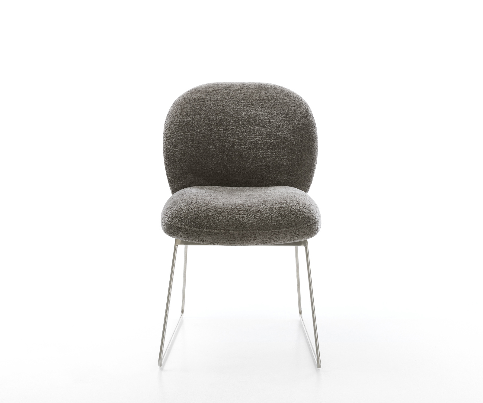 Jedálenská stolička Nube-Flex bouclé mäkký tmavobéžová tenká podstava nerezová oceľ vrecková pružina - Image 2