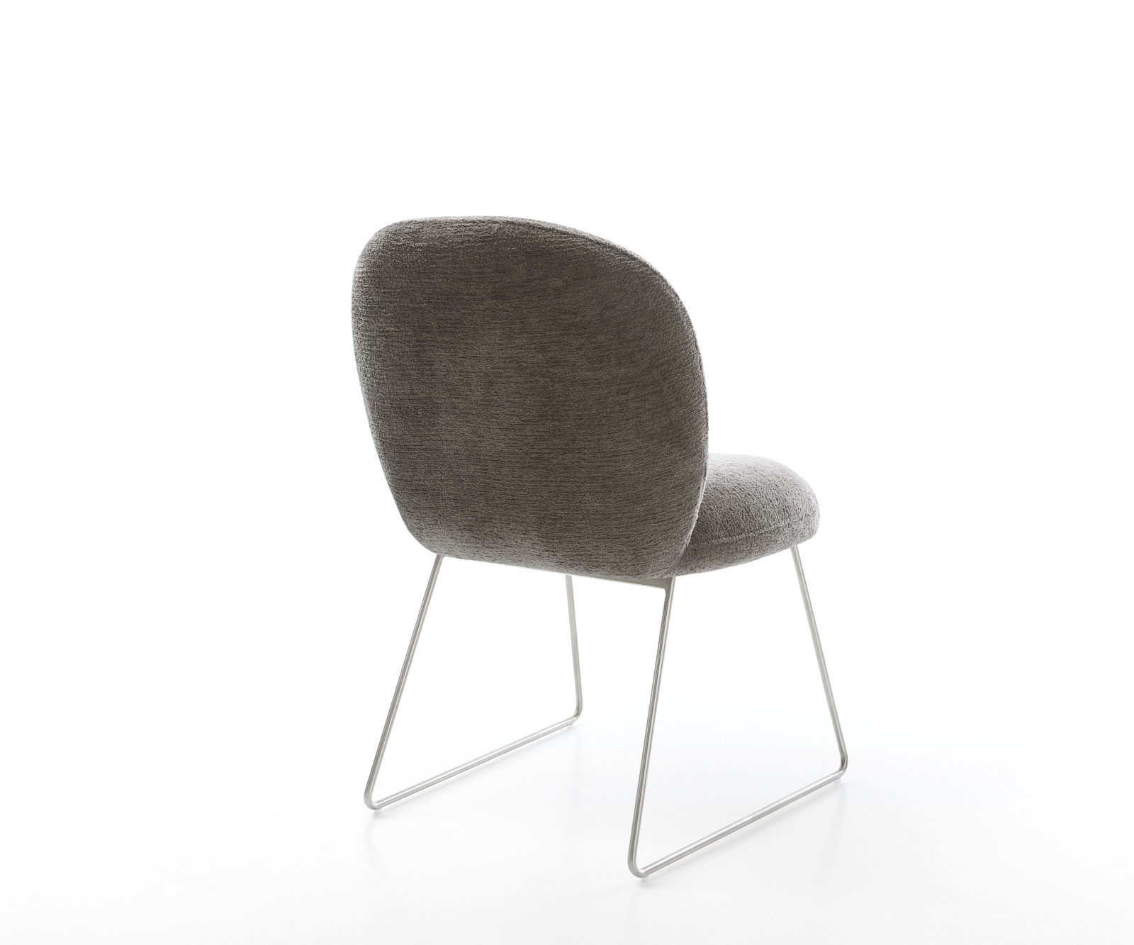 Jedálenská stolička Nube-Flex bouclé mäkký tmavobéžová tenká podstava nerezová oceľ vrecková pružina - Image 5