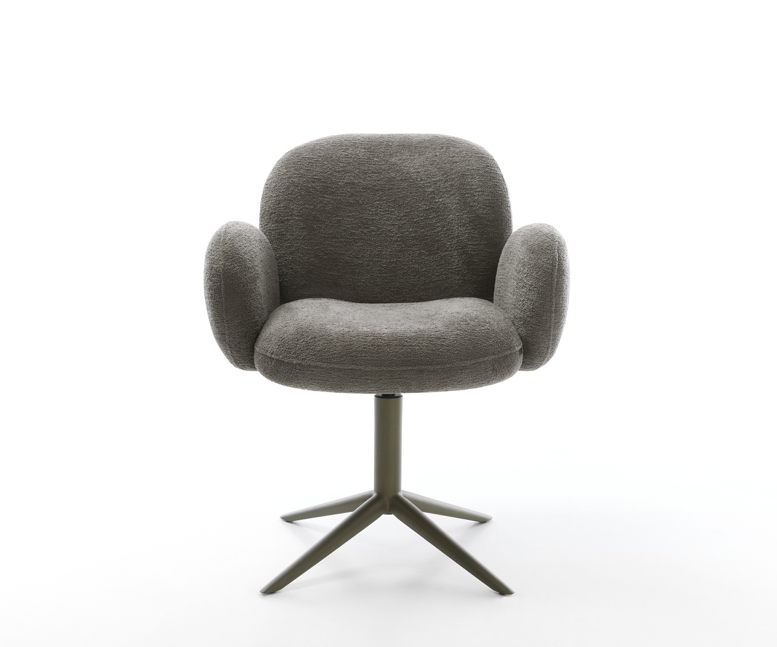 Jedálenská stolička Nube-Flex s opierkami bouclé mäkký tmavobéžová podstava krížová podstava titánová farba 360° otočný hojdacia funkcia vrecková pružina - Image 2