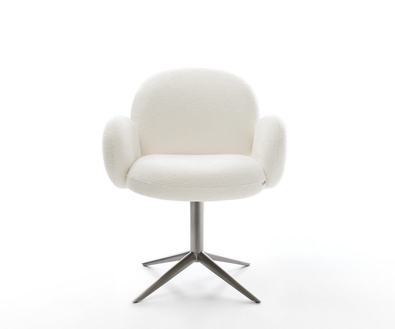 Jedálenská stolička Nube-Flex s opierkami bouclé mäkký béžová podstava grafitová 360° otočný hojdacia funkcia vrecková pružina - Image 2