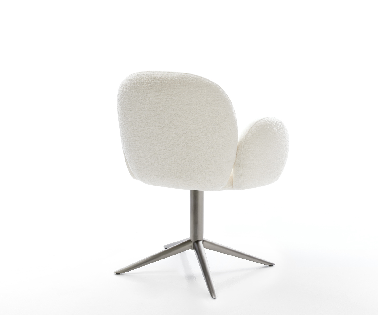 Jedálenská stolička Nube-Flex s opierkami bouclé mäkký béžová podstava grafitová 360° otočný hojdacia funkcia vrecková pružina - Image 5