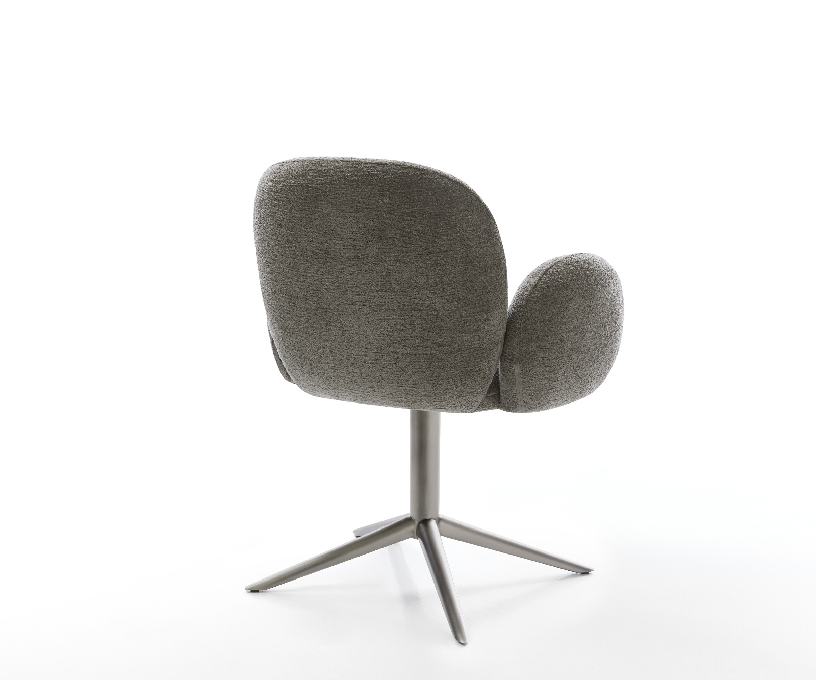 Jedálenská stolička Nube-Flex s opierkami bouclé mäkký tmavobéžová podstava krížová grafitová 360° otočná hojdacia funkcia vrecková pružina - Image 5