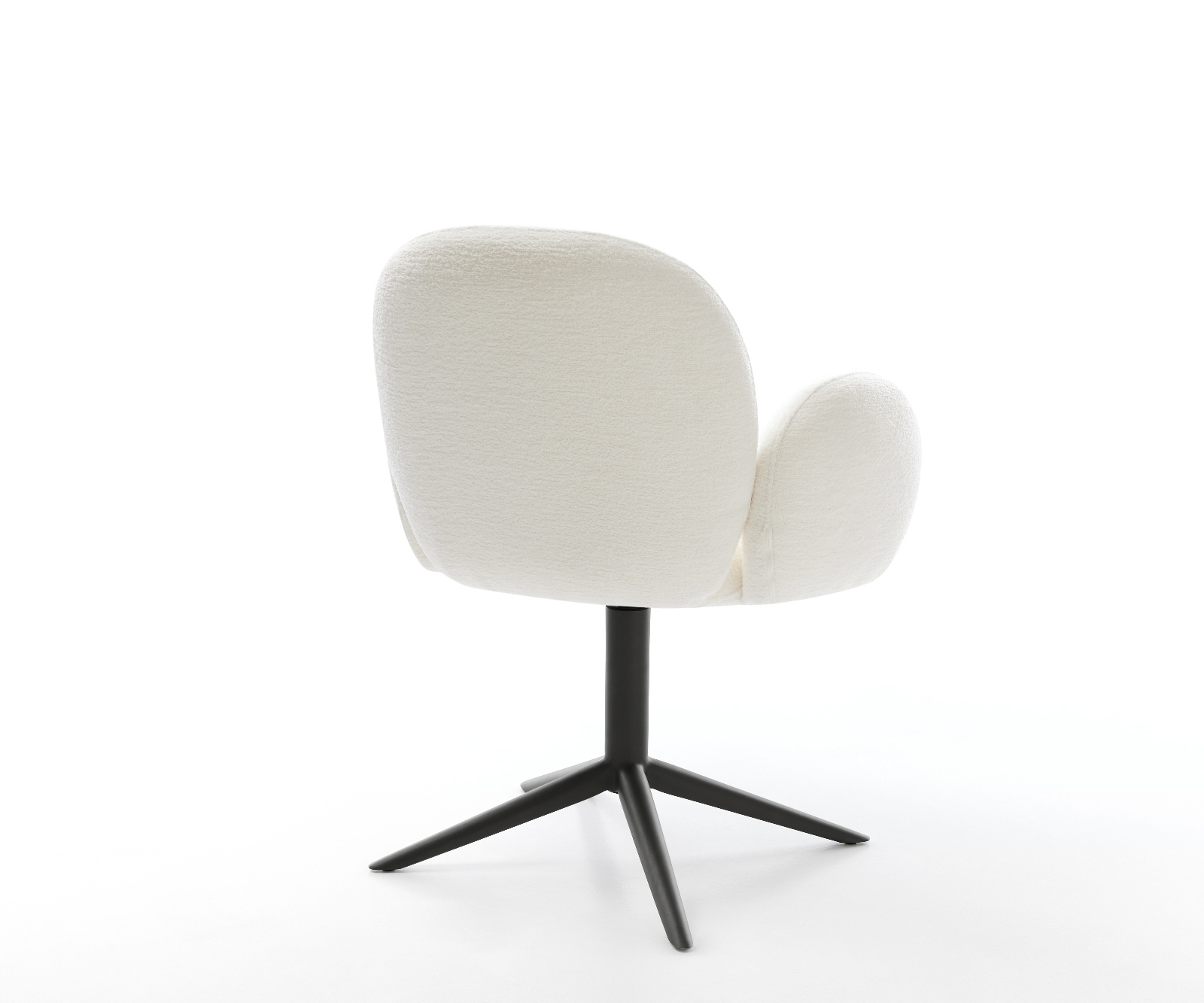 Jedálenská stolička Nube-Flex s opierkami bouclé mäkký béžová čierna krížová podstava 360° otočný hojdacia funkcia vrecková pružina - Image 5