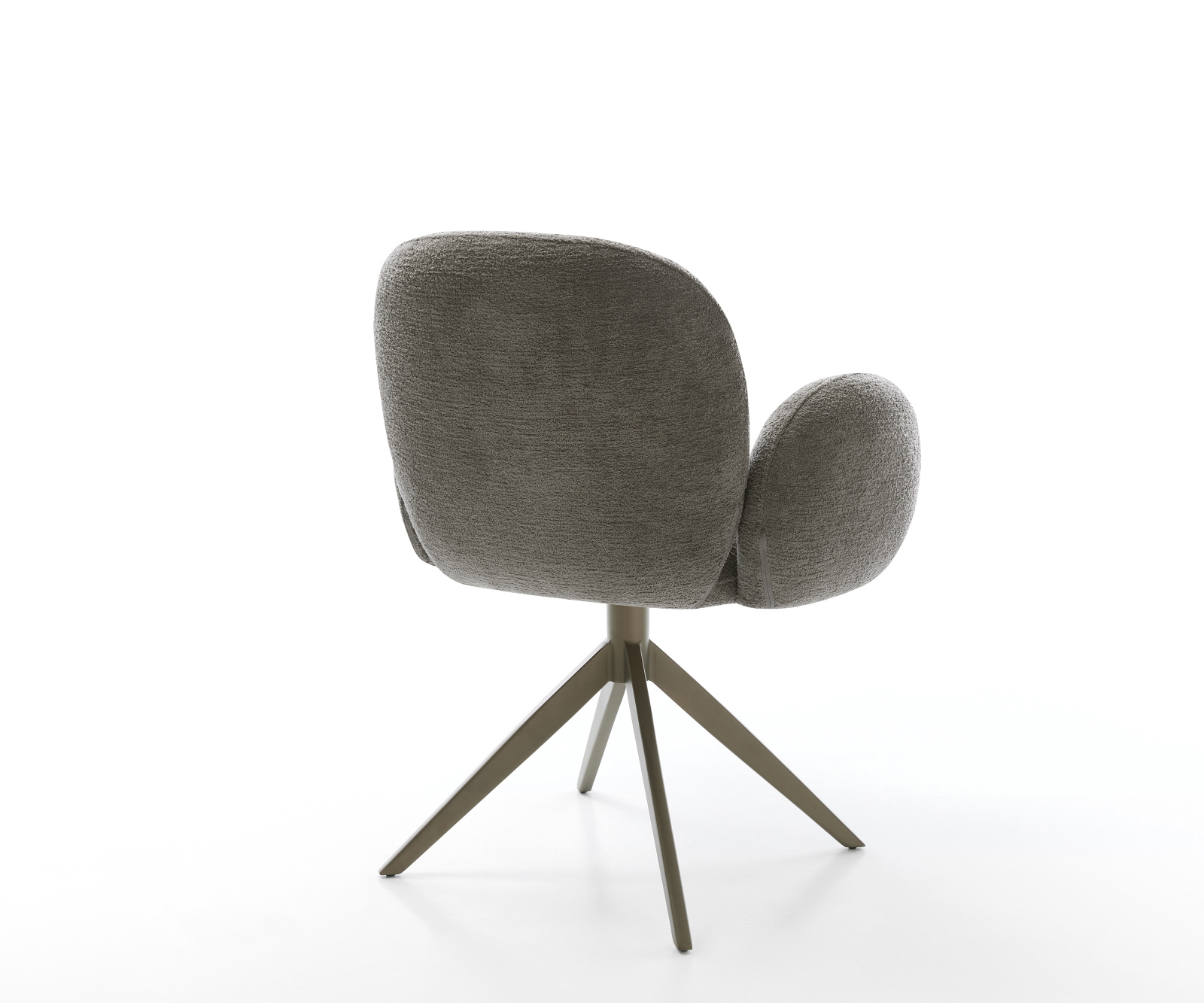 Jedálenská stolička Nube-Flex s opierkami bouclé mäkký tmavobéžová krížová podstava široká titánová farba 360° otočný hojdacia funkcia vrecková pružina - Image 5