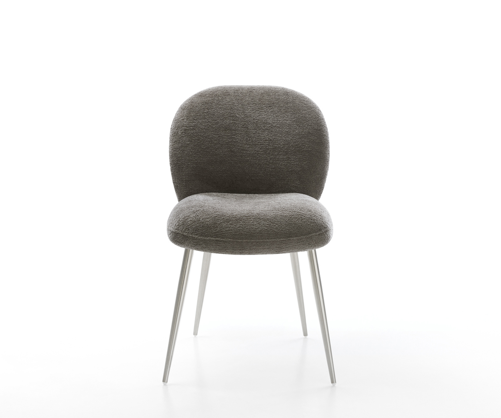 Jedálenská stolička Nube-Flex bouclé mäkký tmavobéžová 4-nohá zúžená nerezová oceľ vrecková pružina - Image 2