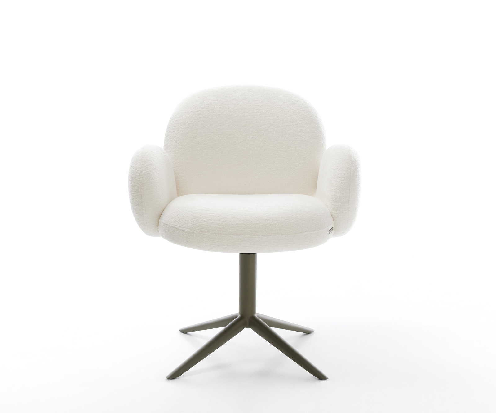 Jedálenská stolička Nube-Flex s opierkami bouclé mäkký béžová podstava krížová titánová farba 360° otočný hojdacia funkcia vrecková pružina - Image 2