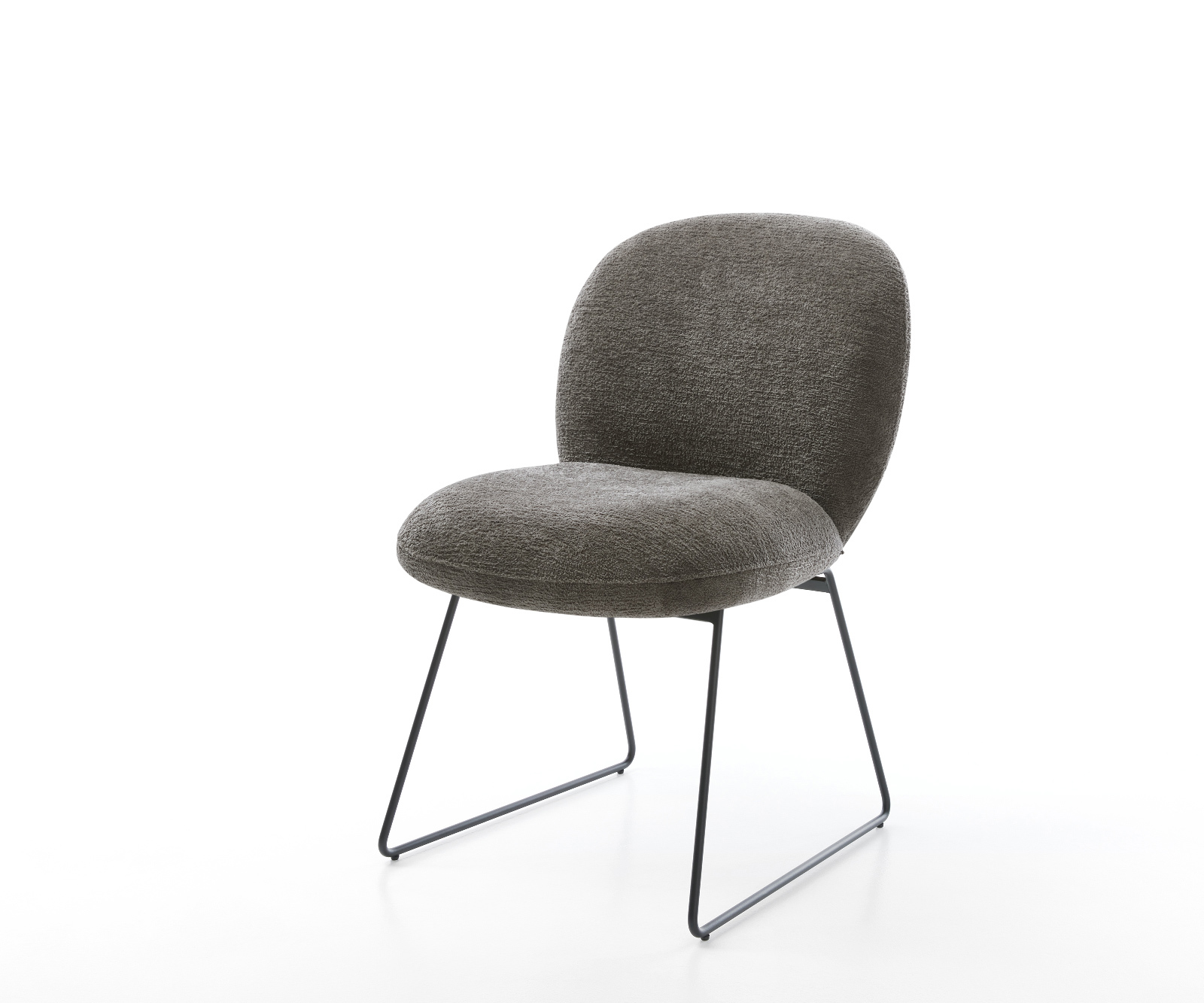 Jedálenská stolička Nube-Flex bouclé mäkký tmavobéžová tenká podstava čierna vrecková pružina