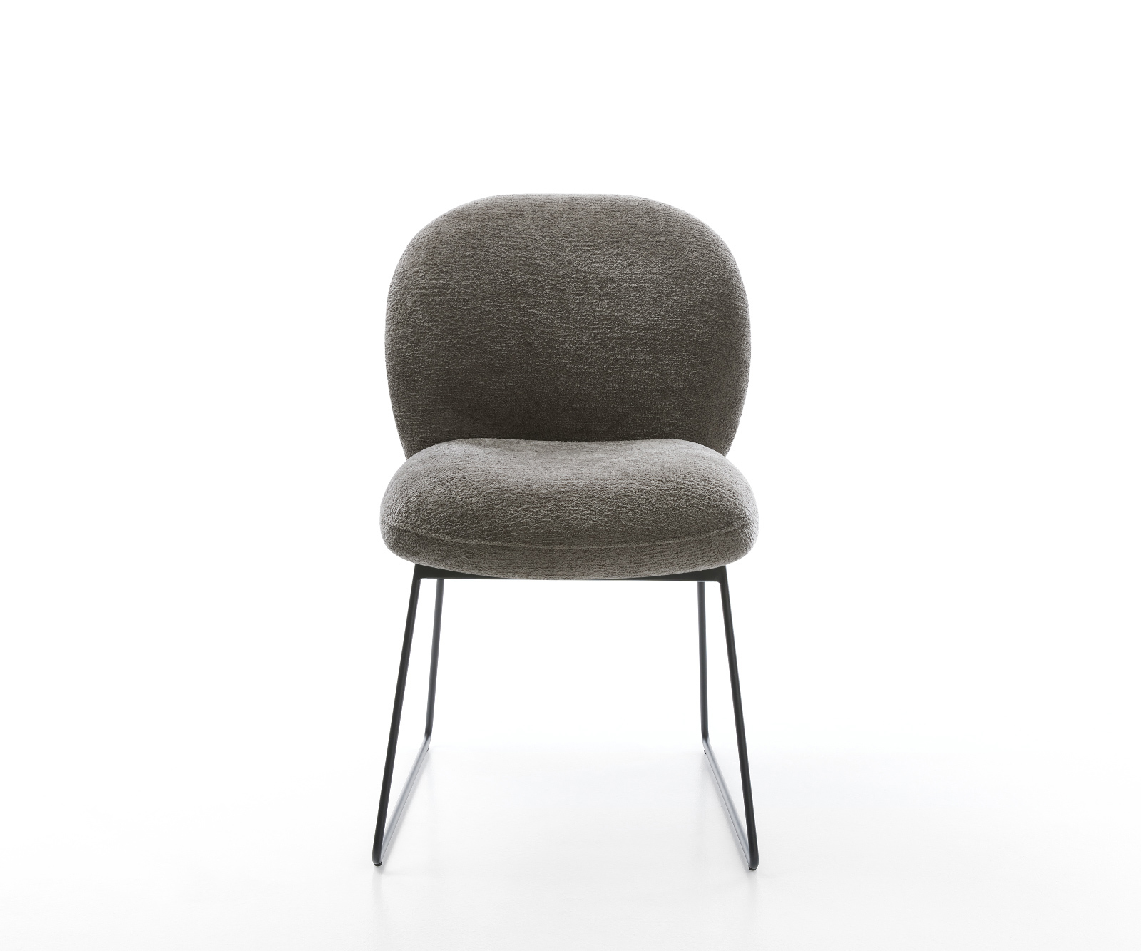 Jedálenská stolička Nube-Flex bouclé mäkký tmavobéžová tenká podstava čierna vrecková pružina - Image 2