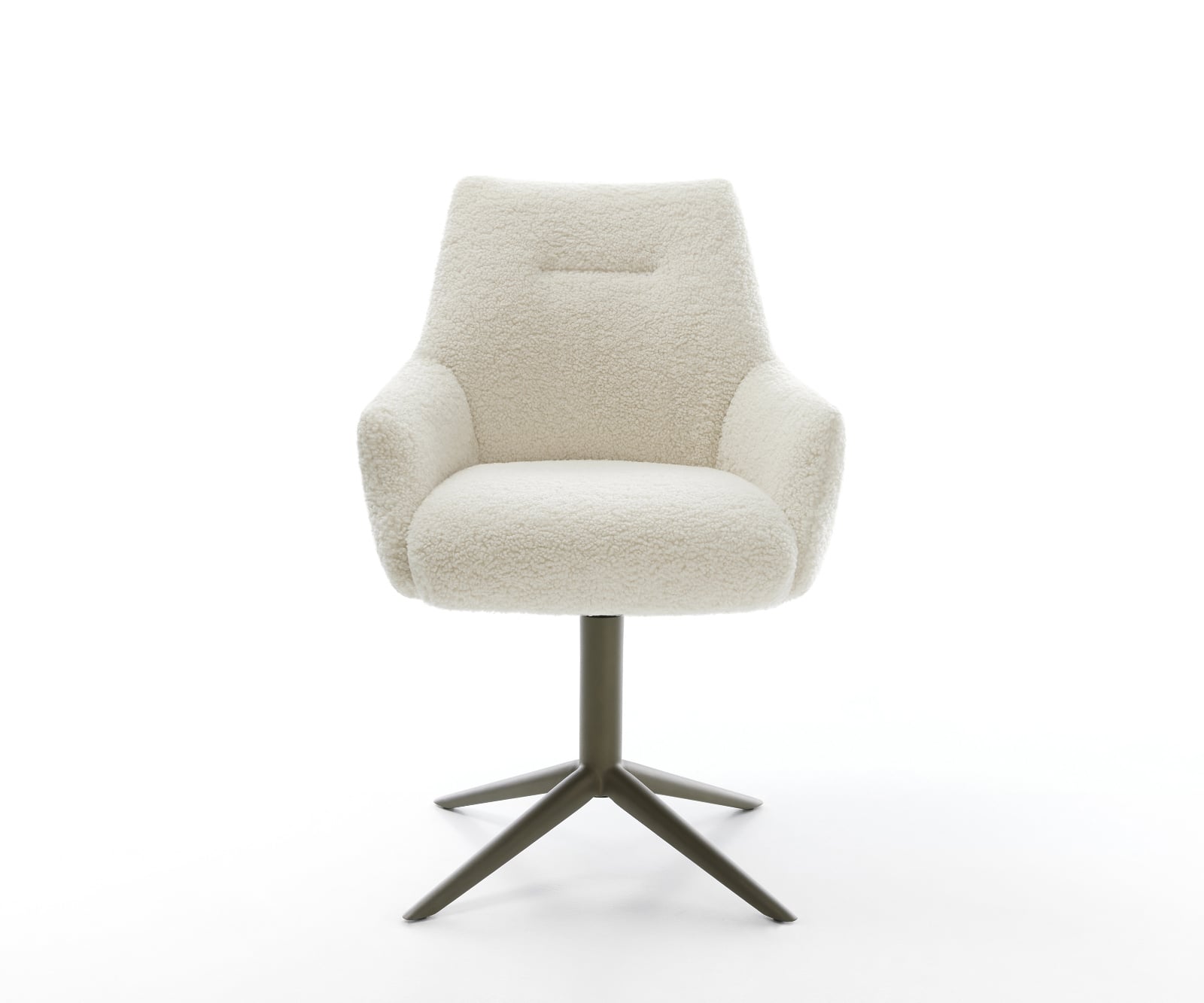 Jedálenská stolička Alja-Flex s opierkami teddy látka béžová krížová podstava titánová farba 360° otočný hojdacia funkcia vrecková pružina - Image 2