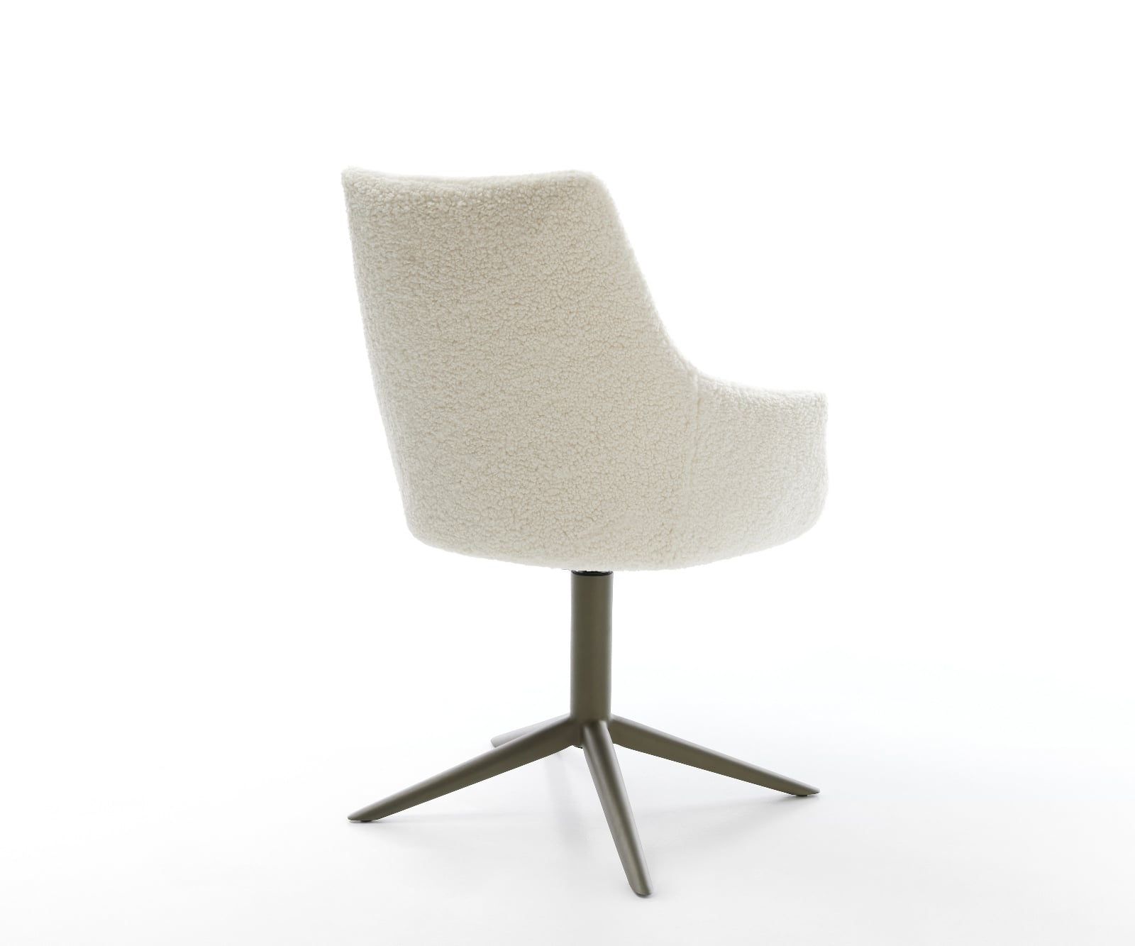 Jedálenská stolička Alja-Flex s opierkami teddy látka béžová krížová podstava titánová farba 360° otočný hojdacia funkcia vrecková pružina - Image 5