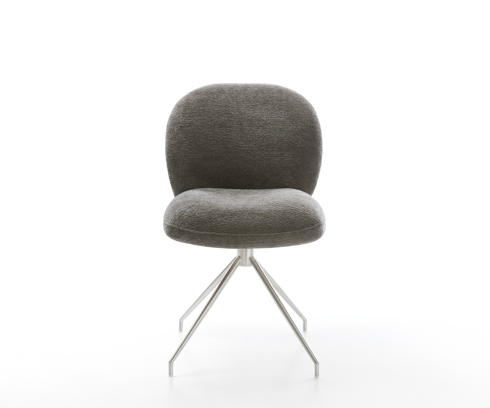 Jedálenská stolička Nube-Flex bouclé mäkký tmavobéžová krížová podstava zúžená nerezová oceľ vrecková pružina - Image 2