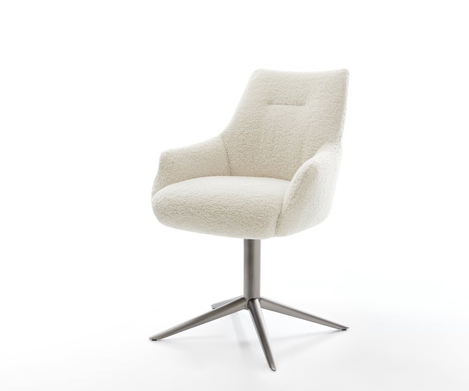 Jedálenská stolička Alja-Flex s opierkami teddy látka béžová krížová podstava grafitová 360° otočný hojdacia funkcia vrecková pružina