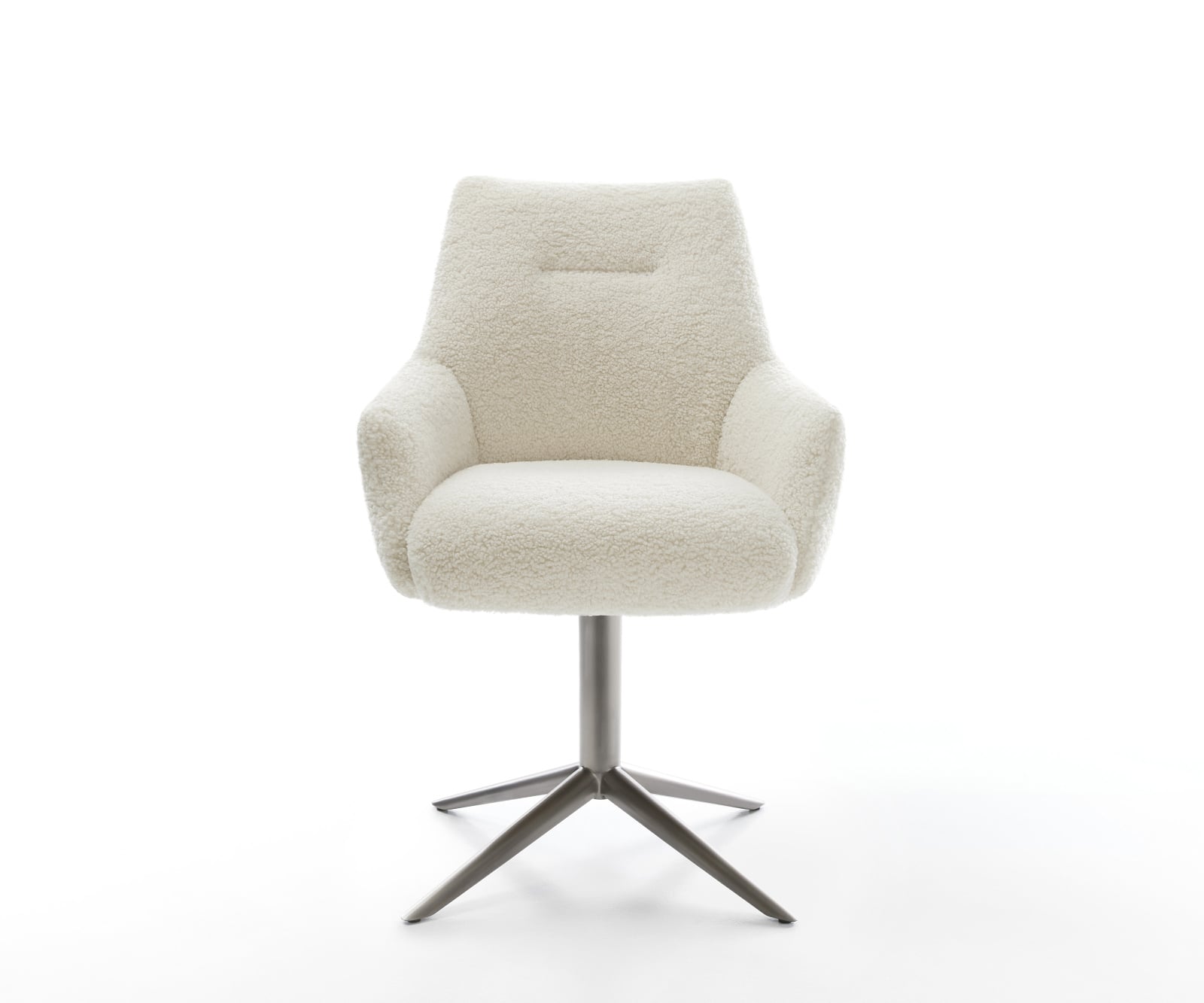 Jedálenská stolička Alja-Flex s opierkami teddy látka béžová krížová podstava grafitová 360° otočný hojdacia funkcia vrecková pružina - Image 2