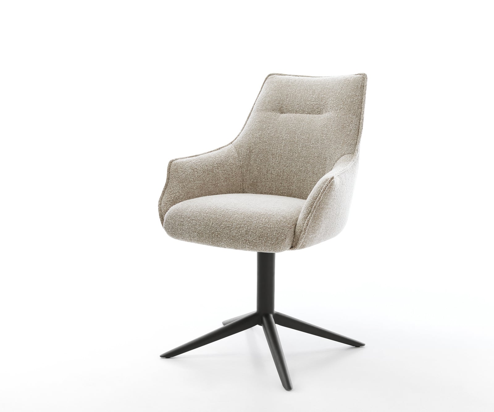 Jedálenská stolička Alja-Flex s opierkami tkanina mäkká béžová krížová podstava čierna 360° otočný hojdacia funkcia vrecková pružina