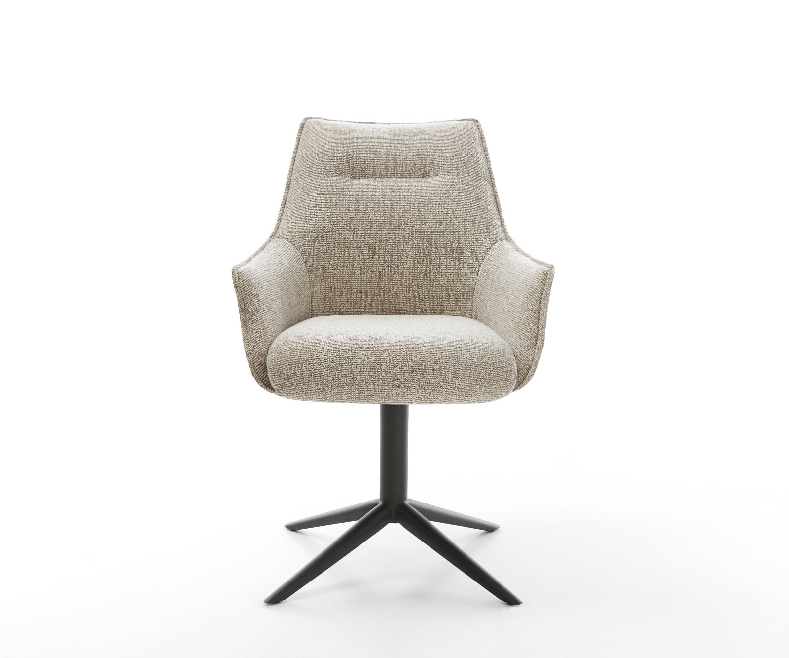 Jedálenská stolička Alja-Flex s opierkami tkanina mäkká béžová krížová podstava čierna 360° otočný hojdacia funkcia vrecková pružina - Image 2