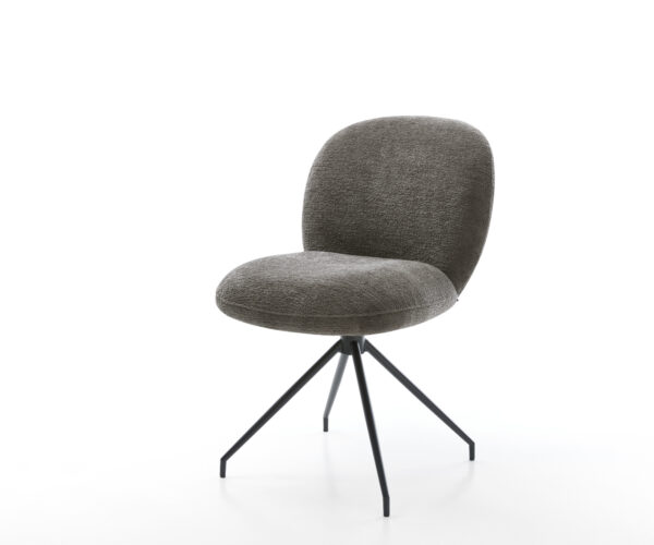 Jedálenská stolička Nube-Flex bouclé mäkký tmavobéžová krížová podstava zúžená čierna vrecková pružina