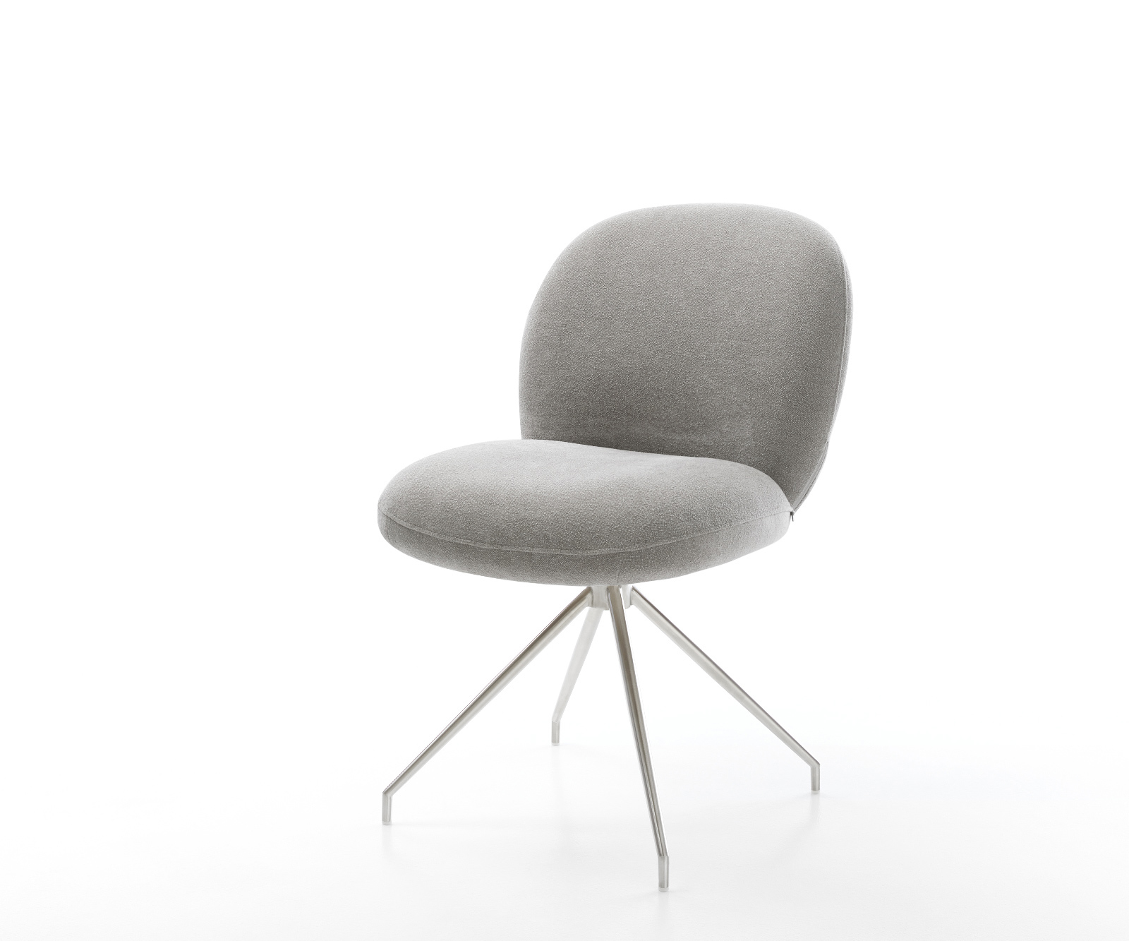 Jedálenská stolička Nube-Flex texturovaná látka mäkký sivá krížová podstava zúžená nerezová oceľ vrecková pružina