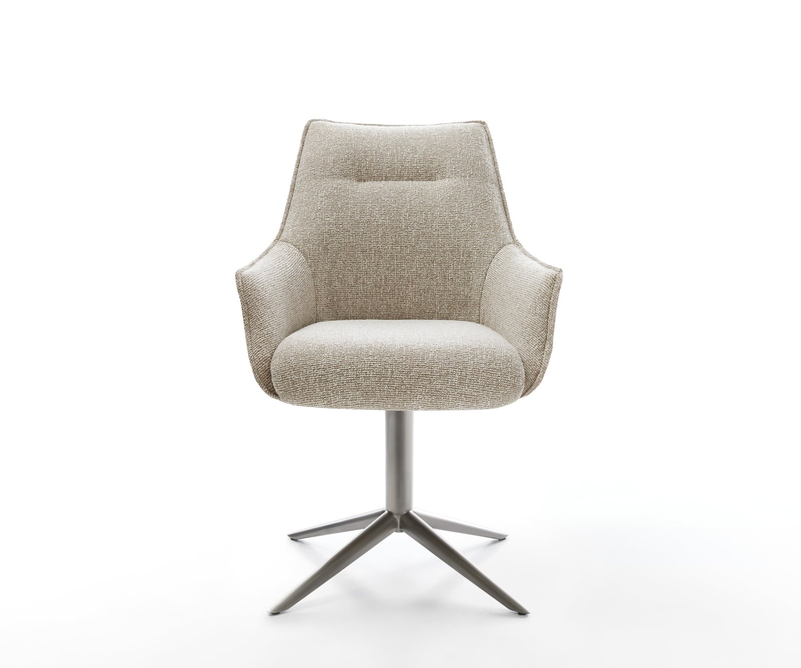 Jedálenská stolička Alja-Flex s opierkami tkanina mäkká béžová krížová podstava grafitová 360° otočná hojdacia funkcia vrecková pružina - Image 2