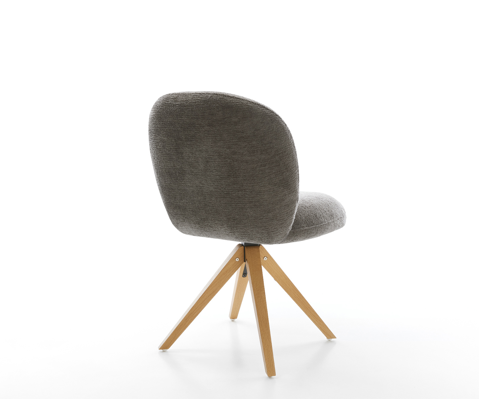 Jedálenská stolička Nube-Flex bouclé mäkký tmavobéžová drevená podstava hranatá prírodná 180° otočný vrecková pružina - Image 5