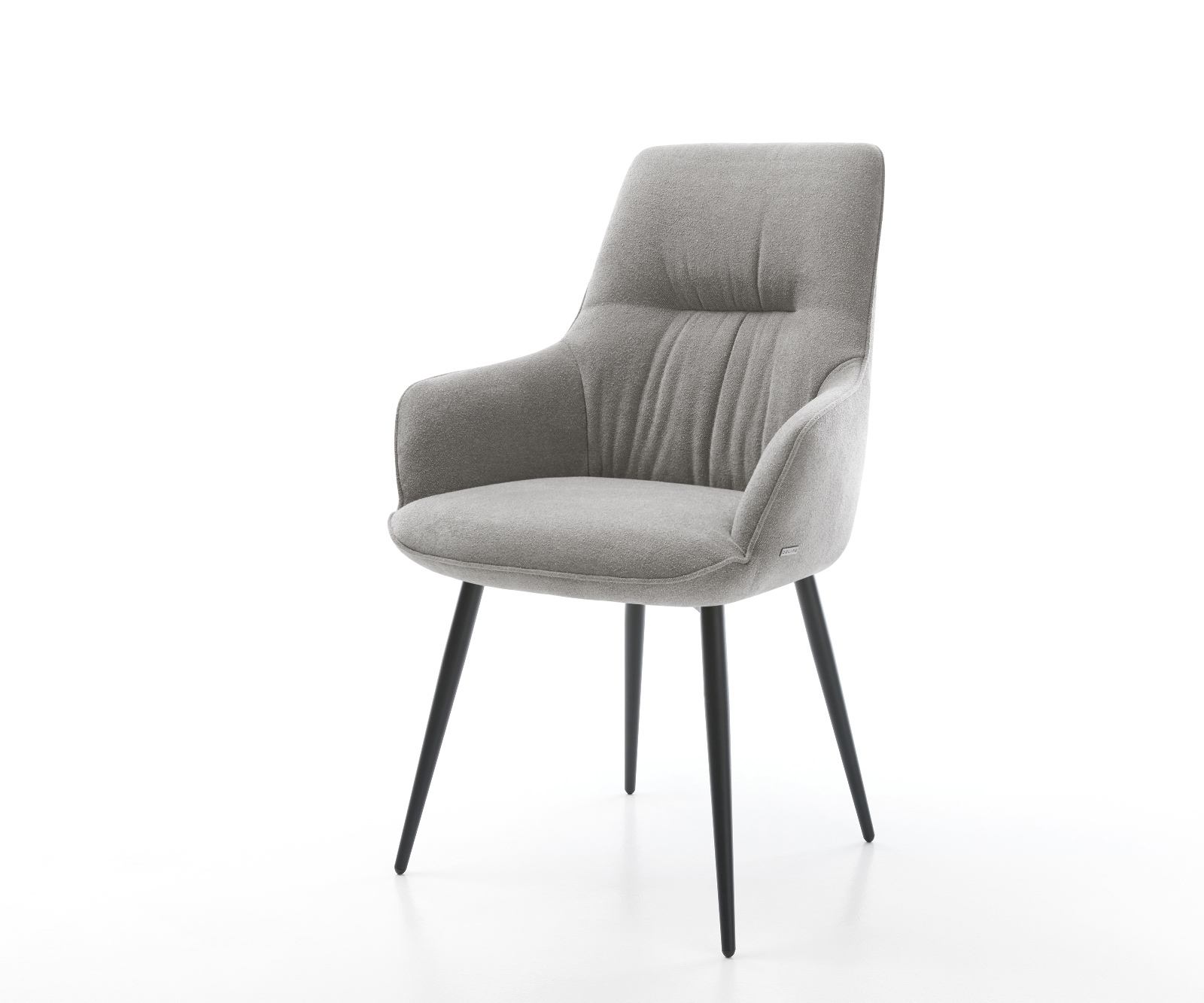 Jedálenská stolička Zelia-Flex so opierkami texturovaná látka mäkký sivá 4-nohá zúžená čierna vrecková pružina