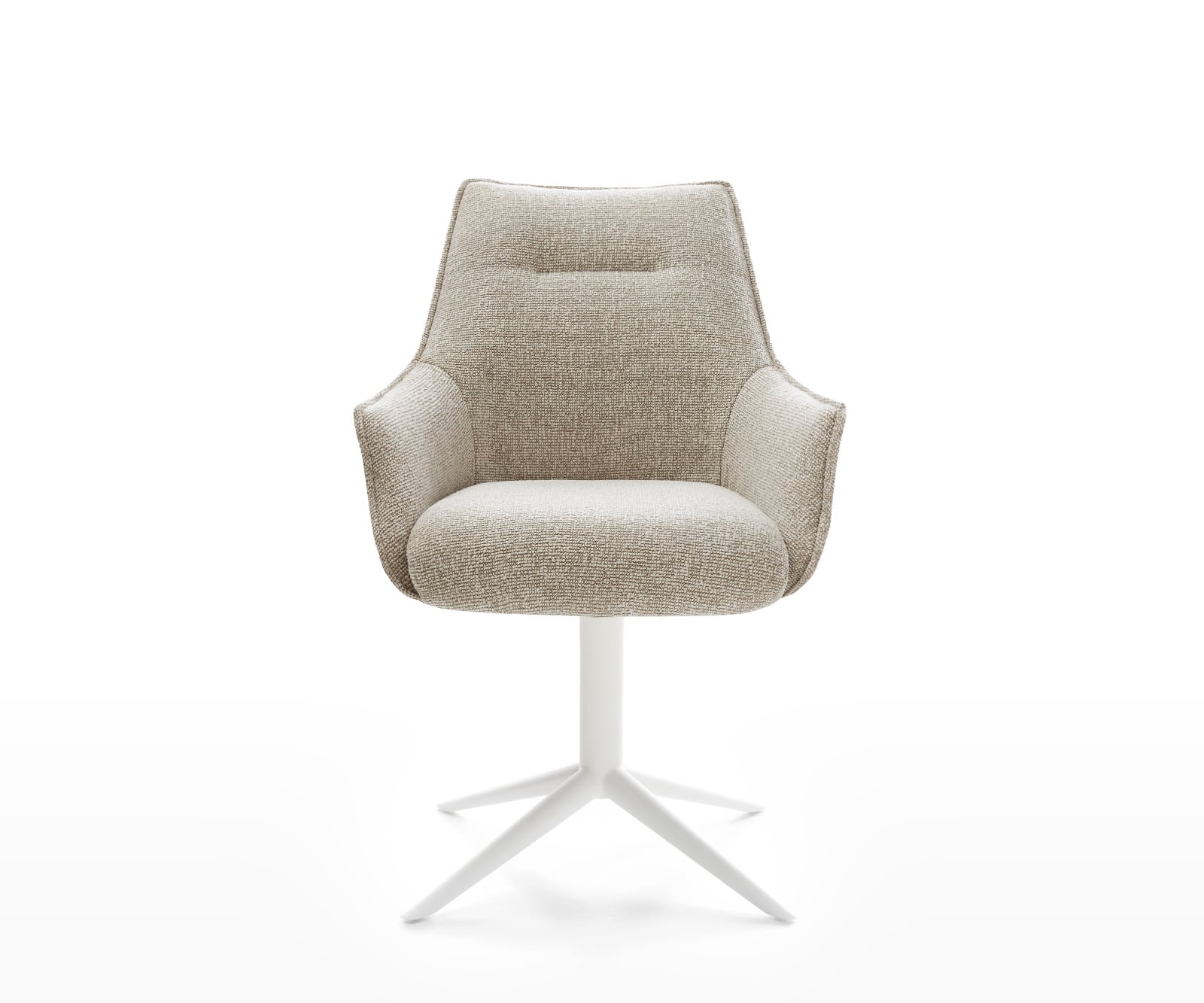 Jedálenská stolička Alja-Flex s opierkami tkanina mäkký béžová biela krížová podstava 360° otočný hojdacia funkcia vrecková pružina - Image 2