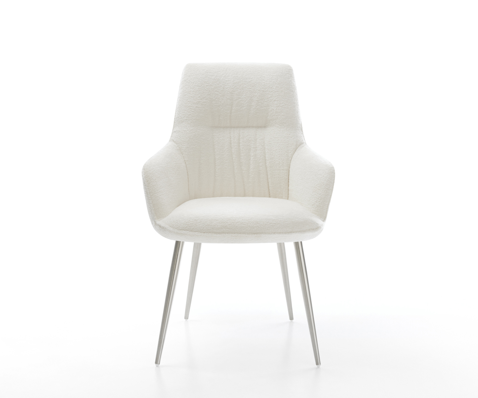 Jedálenská stolička Zelia-Flex s opierkami bouclé mäkký béžová 4-nohá zúžená nerezová oceľ vrecková pružina - Image 2