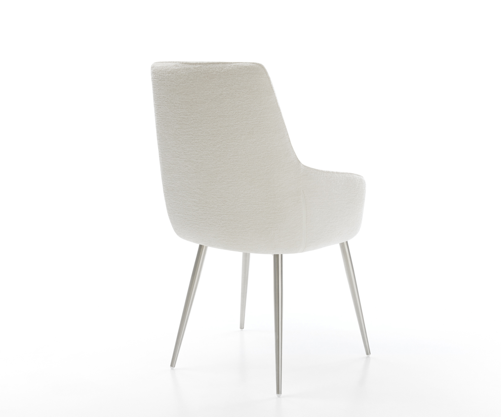 Jedálenská stolička Zelia-Flex s opierkami bouclé mäkký béžová 4-nohá zúžená nerezová oceľ vrecková pružina - Image 5