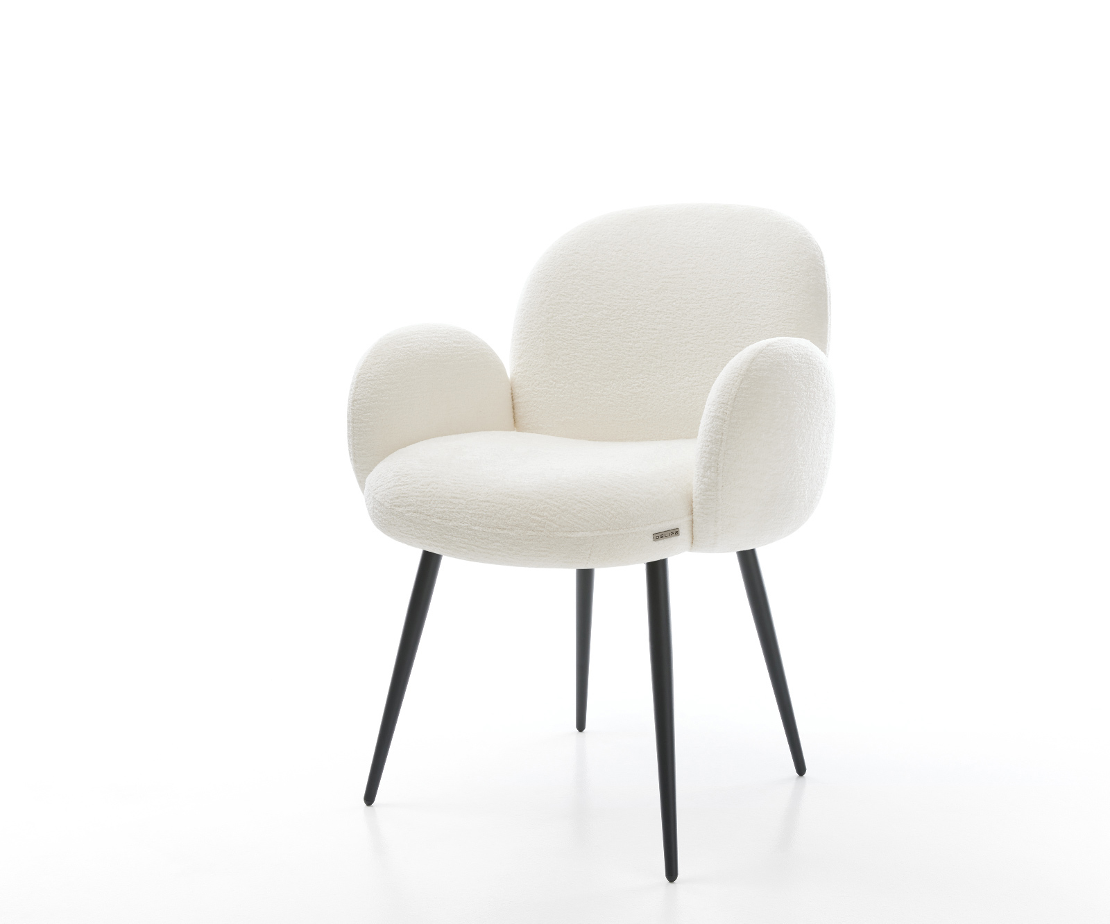 Jedálenská stolička Nube-Flex s opierkami bouclé mäkký béžová 4-nohá zúžená čierna vrecková pružina