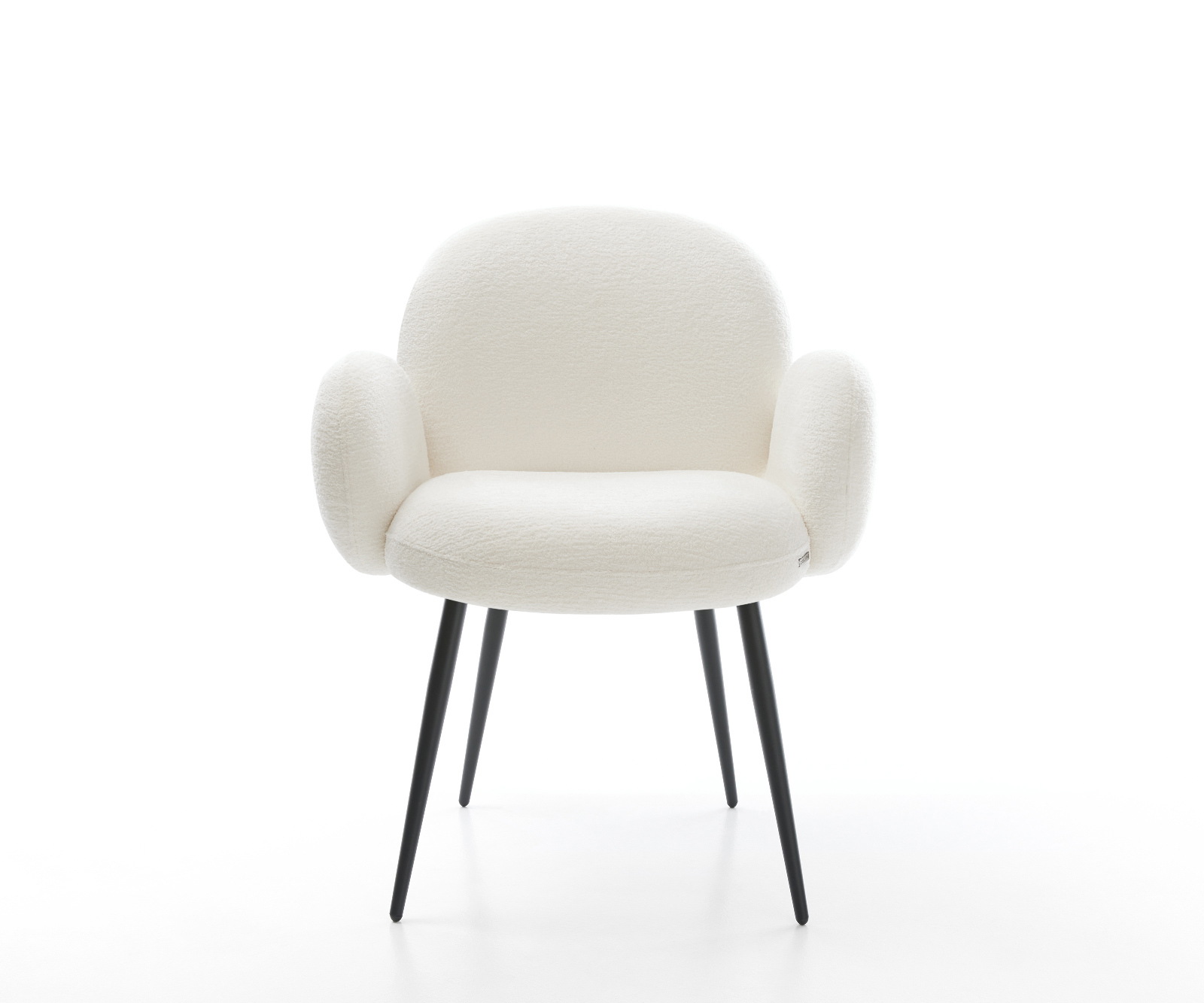 Jedálenská stolička Nube-Flex s opierkami bouclé mäkký béžová 4-nohá zúžená čierna vrecková pružina - Image 2