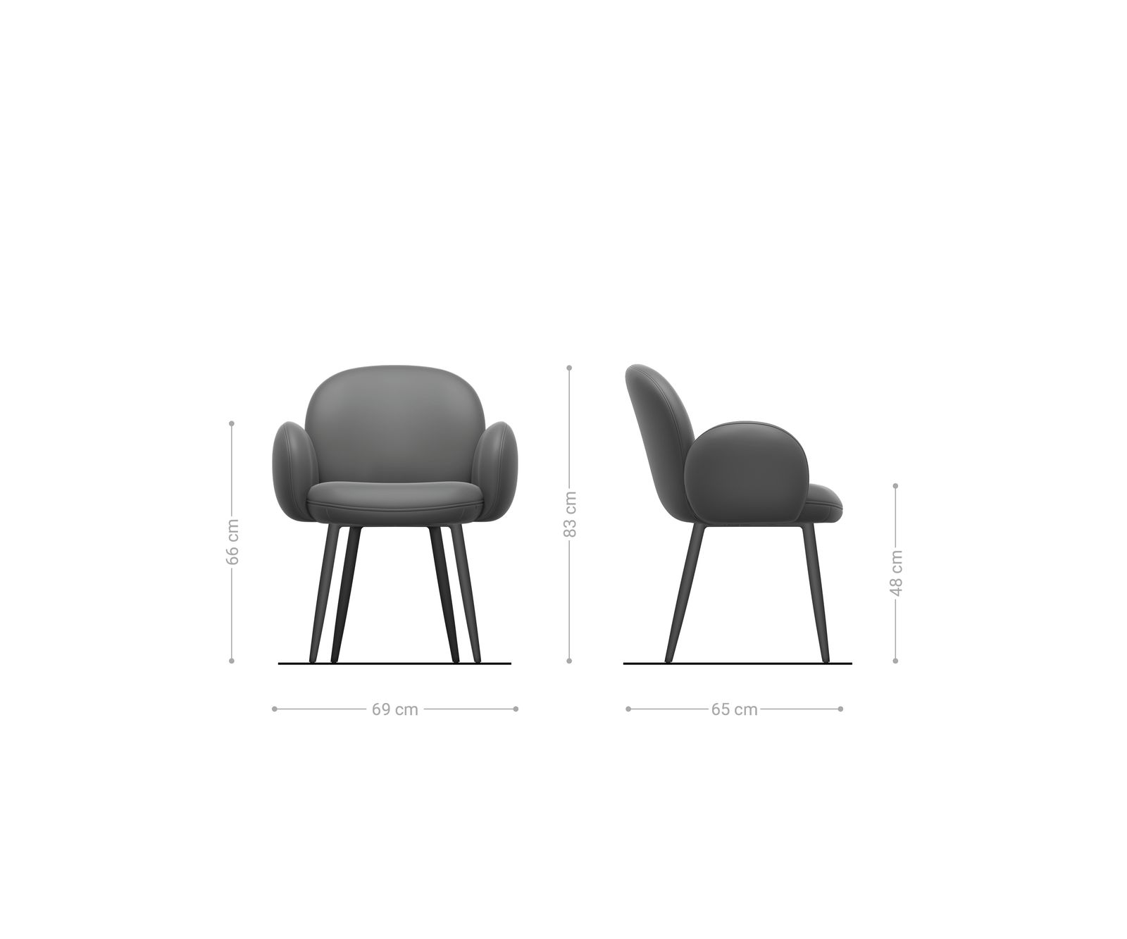 Jedálenská stolička Nube-Flex s opierkami bouclé mäkký béžová 4-nohá zúžená čierna vrecková pružina - Image 6