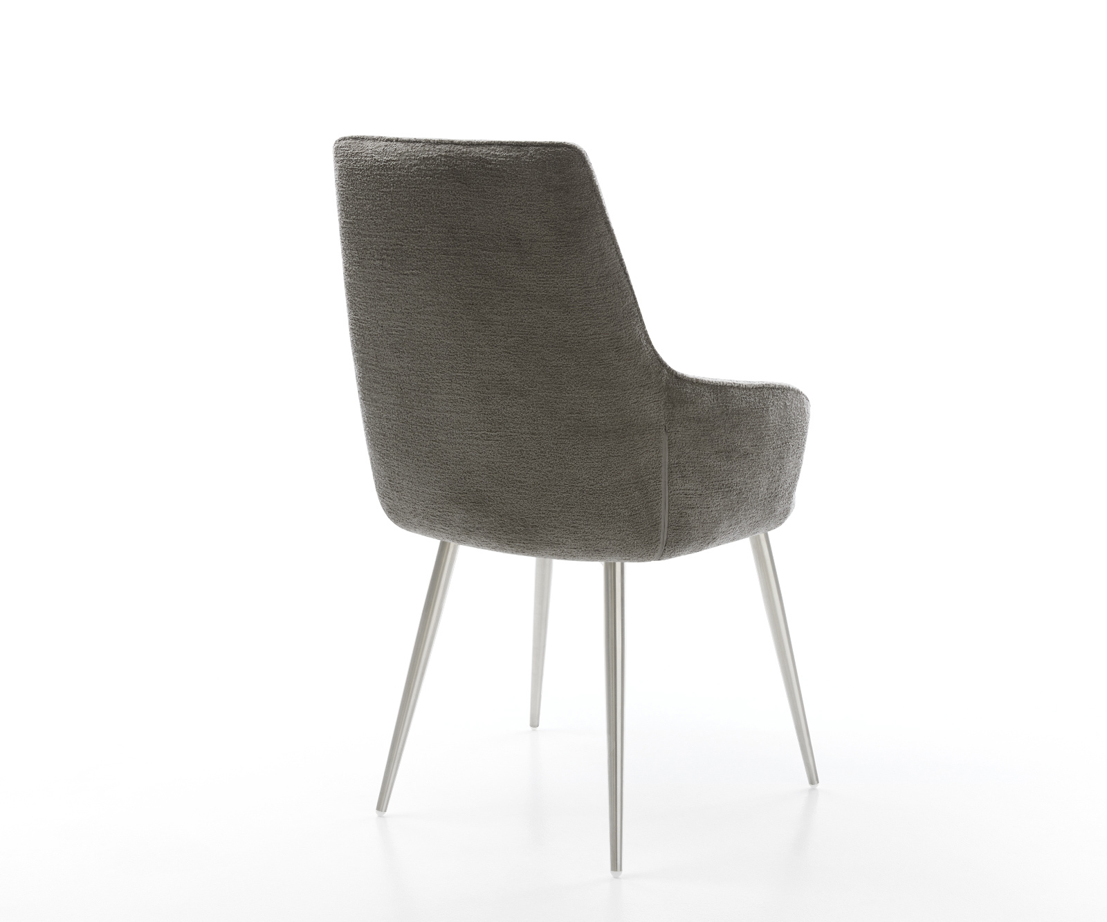 Jedálenská stolička Zelia-Flex s opierkami bouclé mäkký tmavobéžová 4-nohá zúžená nerezová oceľ vrecková pružina - Image 5