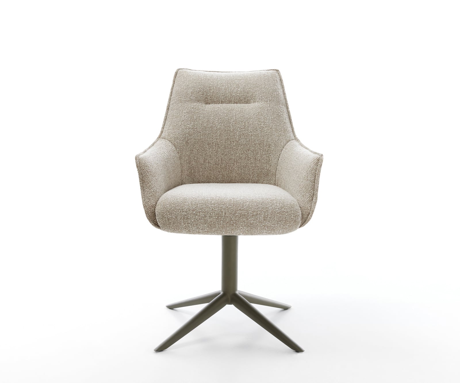 Jedálenská stolička Alja-Flex s opierkami tkanina mäkká béžová krížová podstava titánová farba 360° otočný kolískacia funkcia vrecková pružina - Image 2