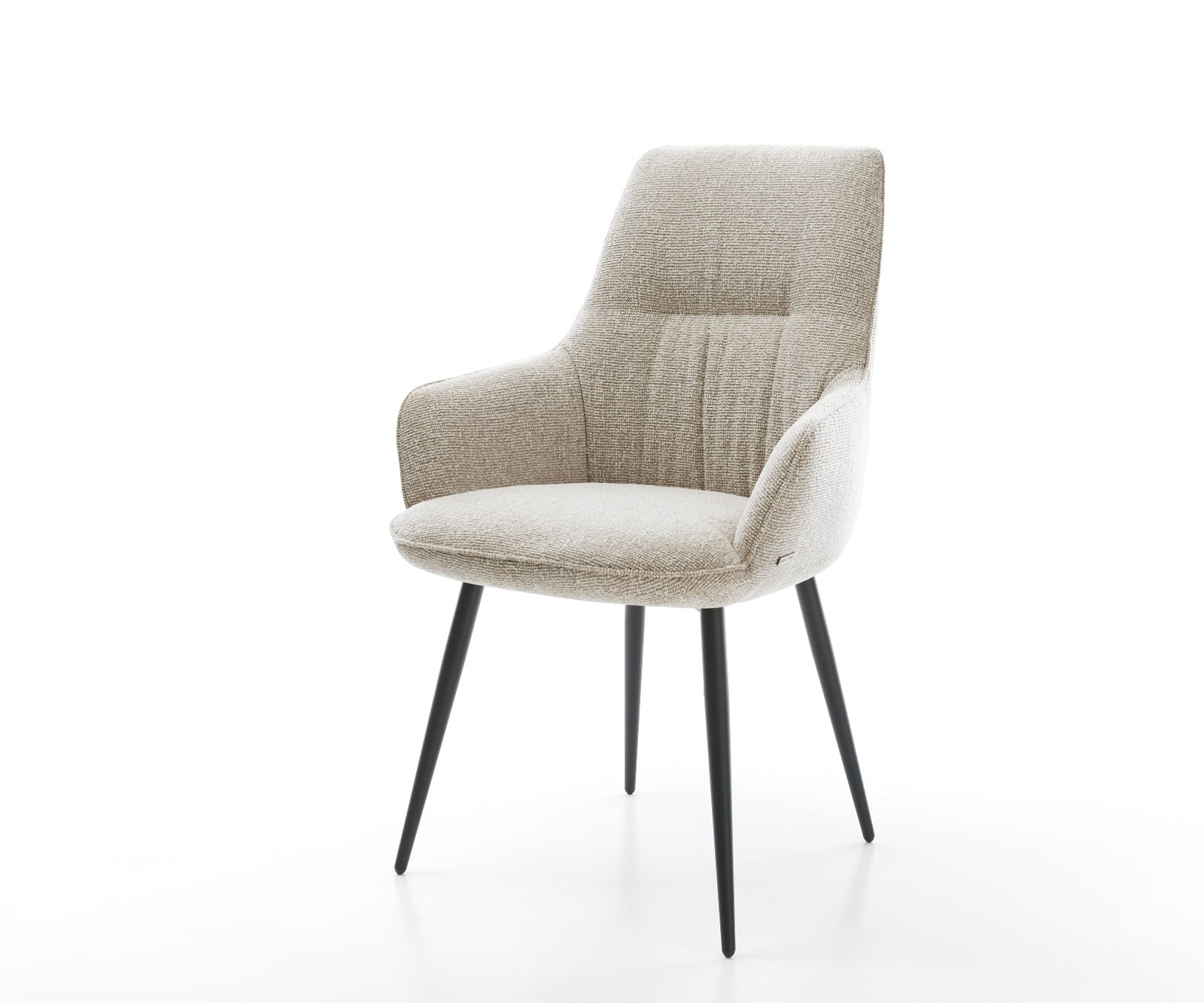 Jedálenská stolička Zelia-Flex s opierkami tkanina mäkký béžová 4-nohá zúžená čierna vrecková pružina