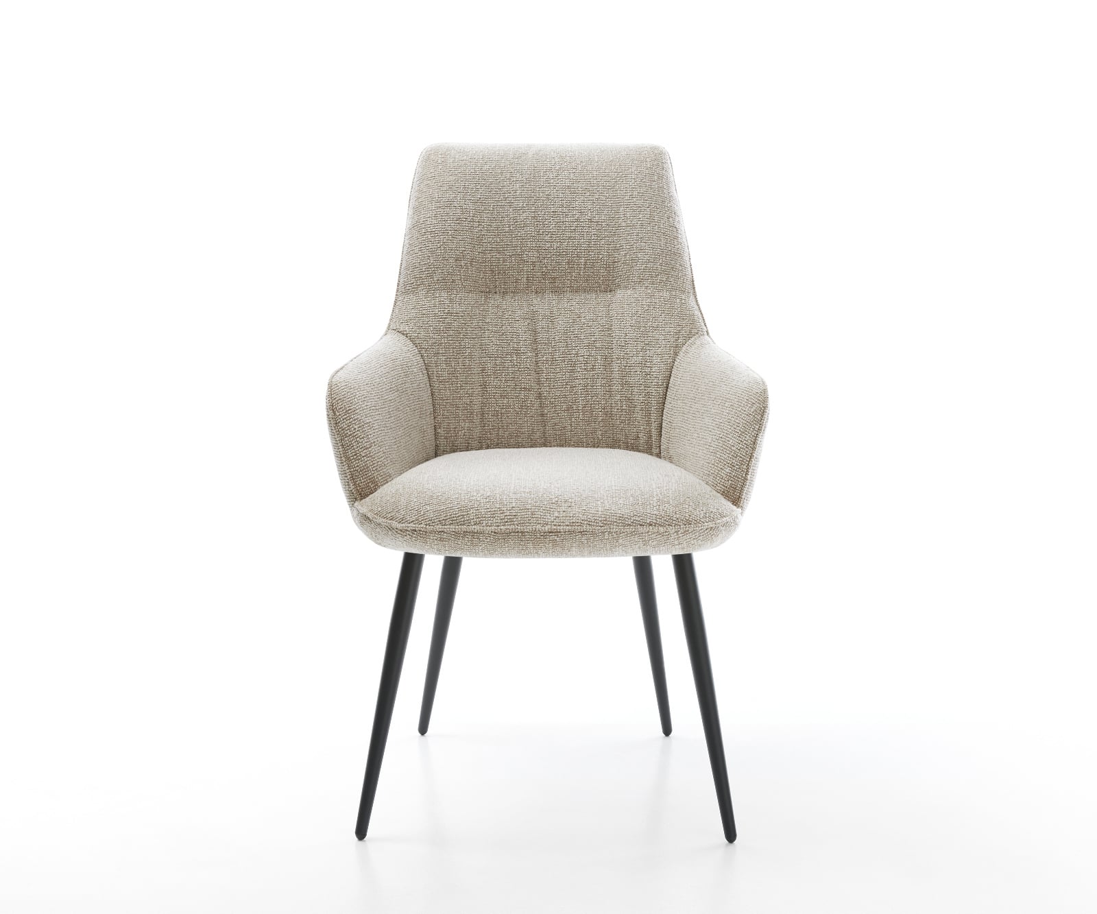 Jedálenská stolička Zelia-Flex s opierkami tkanina mäkký béžová 4-nohá zúžená čierna vrecková pružina - Image 2