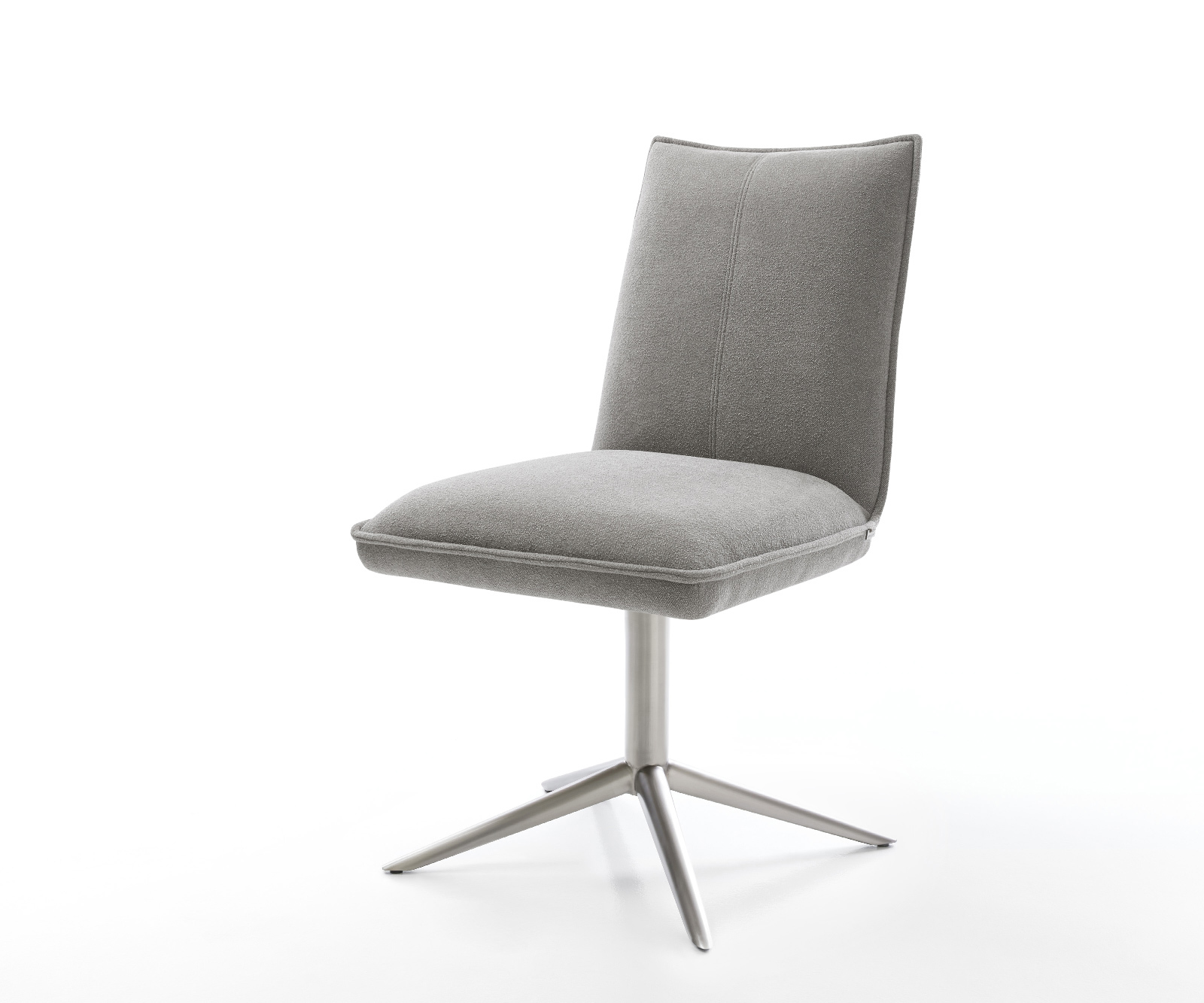 Jedálenská stolička Lelio-Flex texturovaná látka mäkký sivá krížová podstava nerezová oceľ 360° otočný hojdacia funkcia vrecková pružina