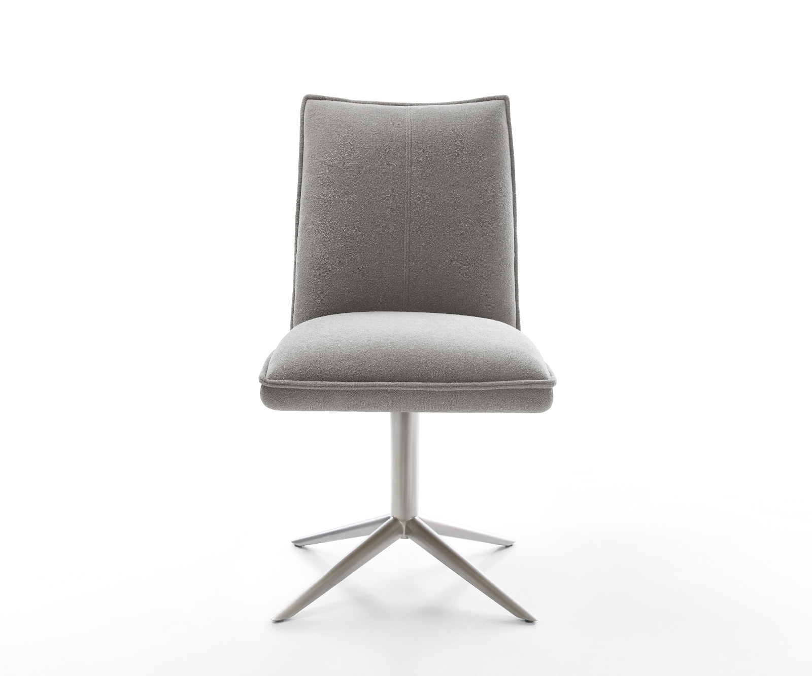 Jedálenská stolička Lelio-Flex texturovaná látka mäkký sivá krížová podstava nerezová oceľ 360° otočný hojdacia funkcia vrecková pružina - Image 2