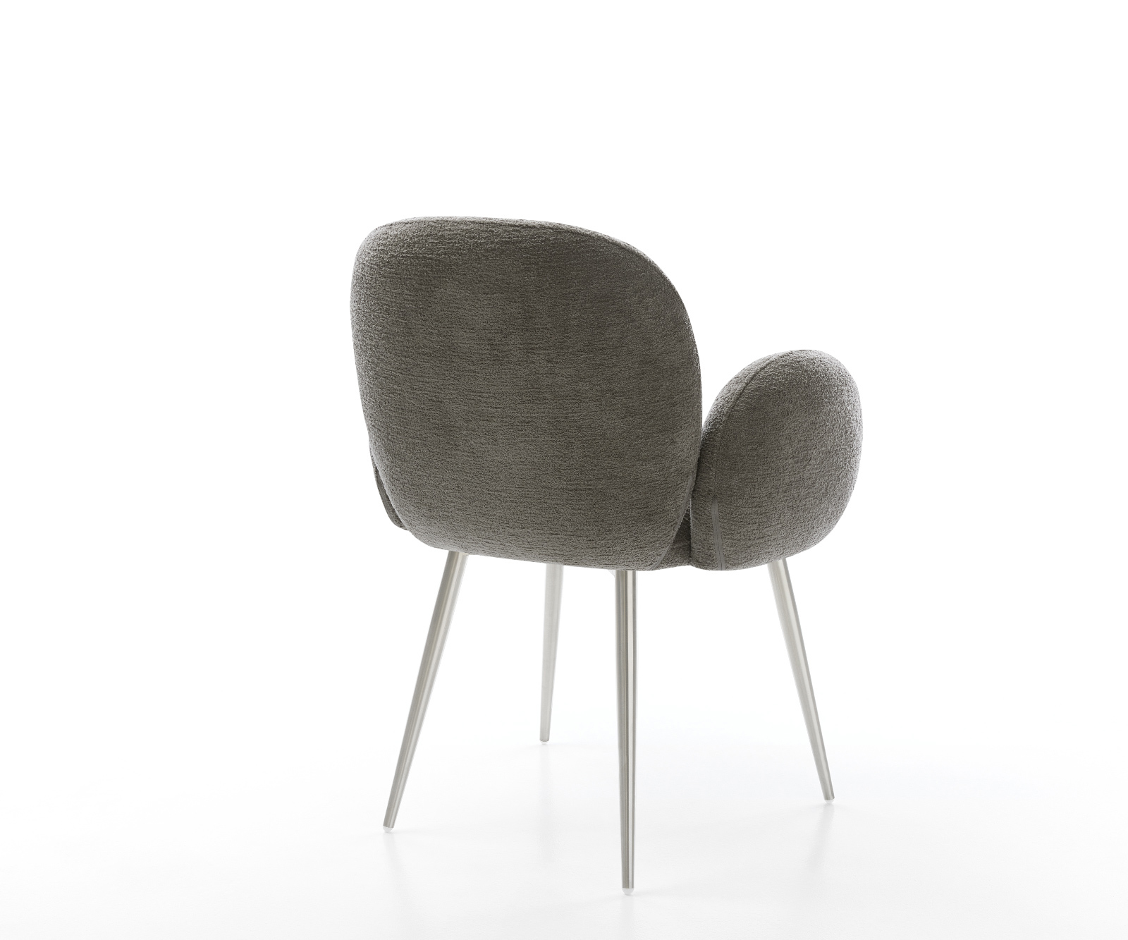 Jedálenská stolička Nube-Flex s opierkami bouclé mäkký tmavobéžová 4-nohá zúžená nerezová oceľ vrecková pružina - Image 5