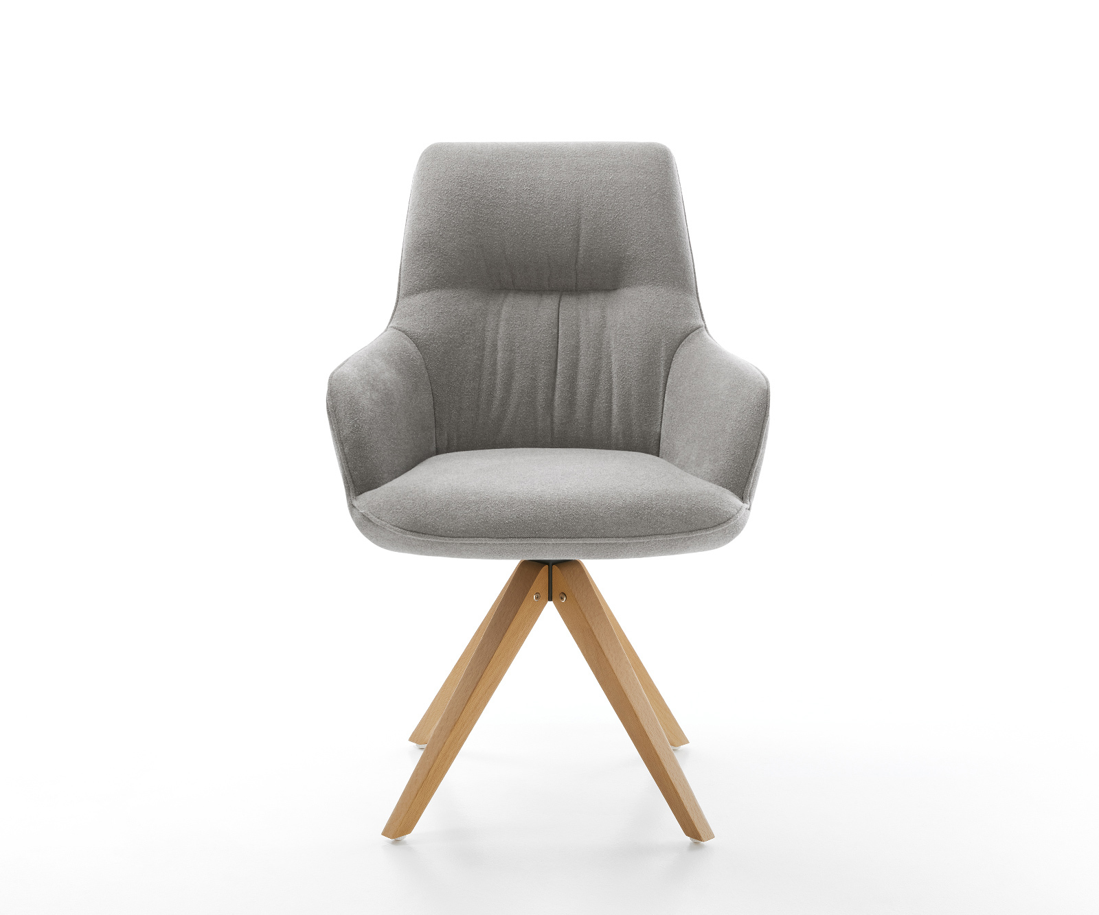 Jedálenská stolička Zelia-Flex s opierkami texturovaná látka mäkká sivá drevená podstava hranatá prírodná 180° otočná vrecková pružina - Image 2