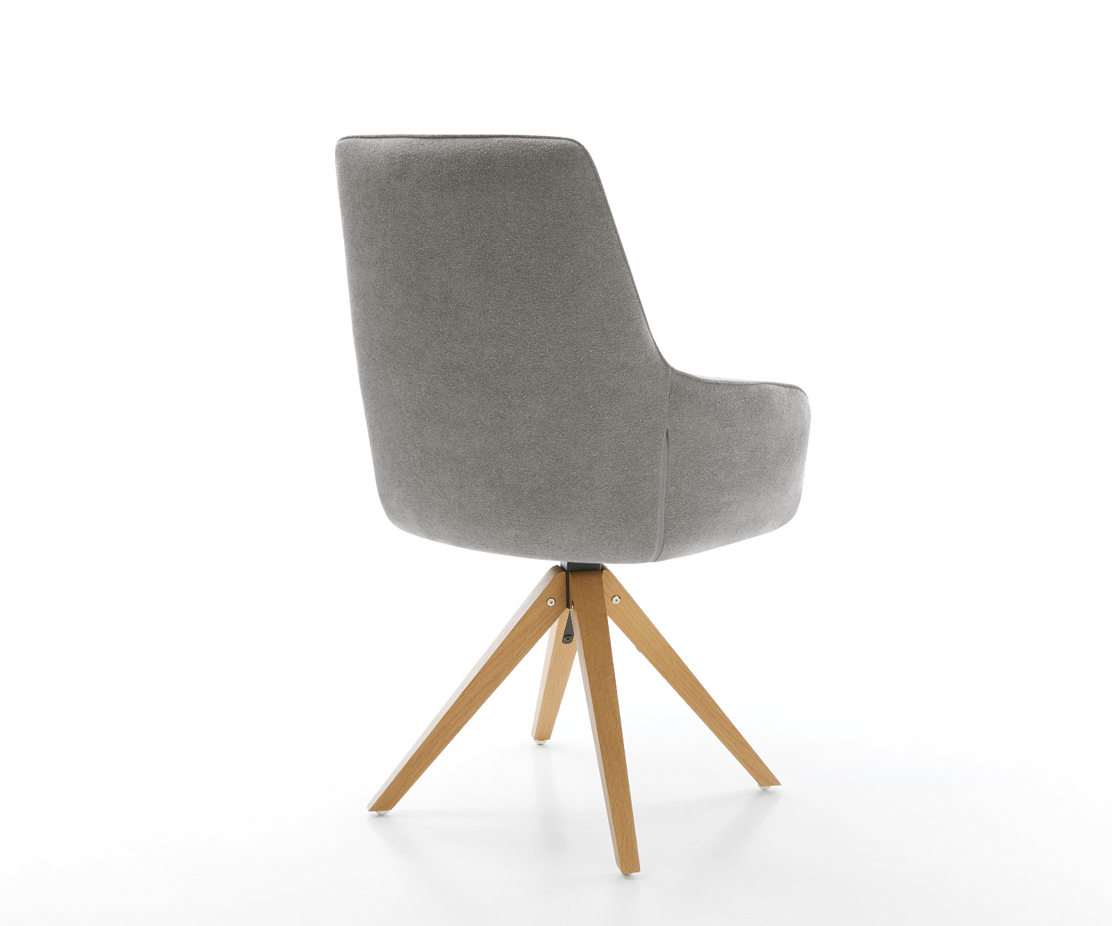 Jedálenská stolička Zelia-Flex s opierkami texturovaná látka mäkká sivá drevená podstava hranatá prírodná 180° otočná vrecková pružina - Image 5