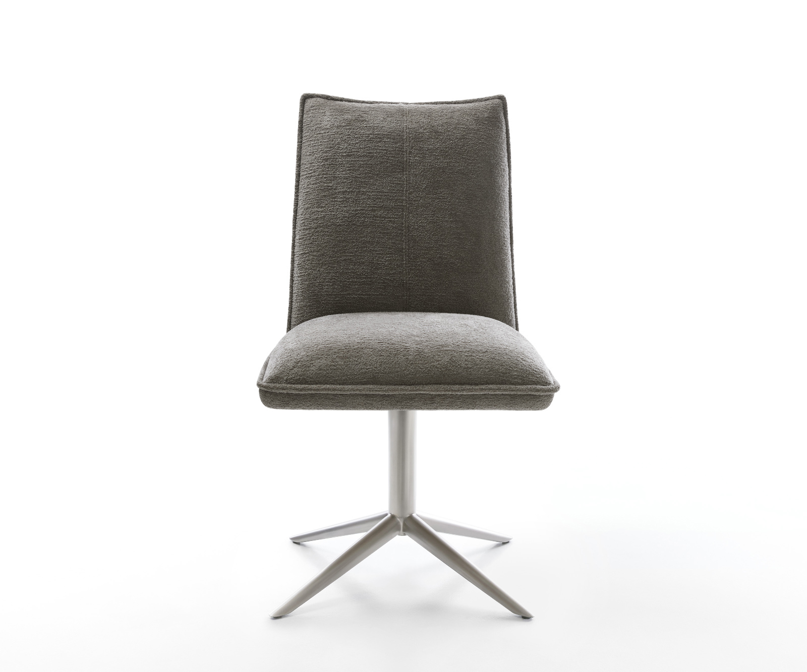 Jedálenská stolička Lelio-Flex bouclé mäkký tmavobéžová podstava nerezová oceľ 360° otočný hojdacia funkcia vrecková pružina - Image 2