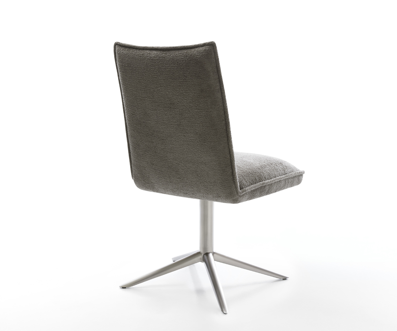 Jedálenská stolička Lelio-Flex bouclé mäkký tmavobéžová podstava nerezová oceľ 360° otočný hojdacia funkcia vrecková pružina - Image 5