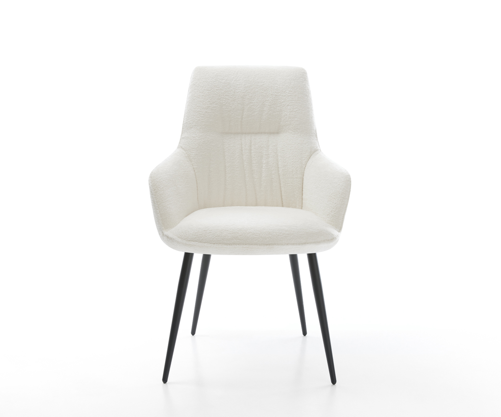 Jedálenská stolička Zelia-Flex s opierkami bouclé mäkký béžová 4-nohá zúžená čierna vrecková pružina - Image 2