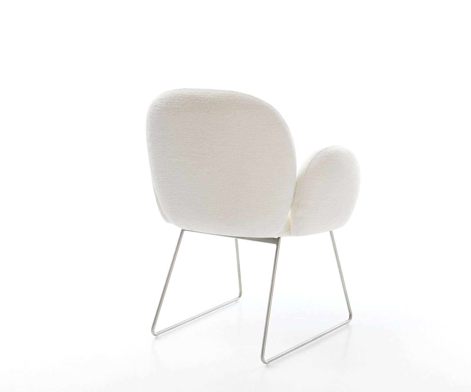 Jedálenská stolička Nube-Flex s opierkami bouclé mäkký béžová tenká podstava nerezová oceľ vrecková pružina - Image 4