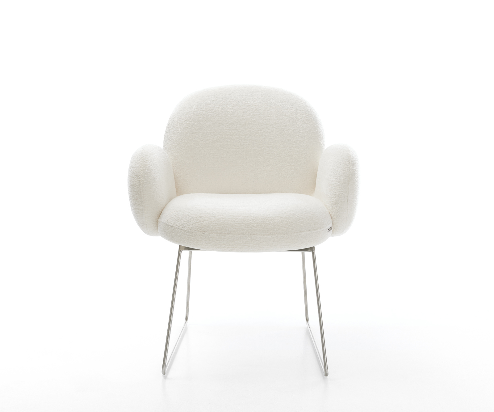 Jedálenská stolička Nube-Flex s opierkami bouclé mäkký béžová tenká podstava nerezová oceľ vrecková pružina - Image 2