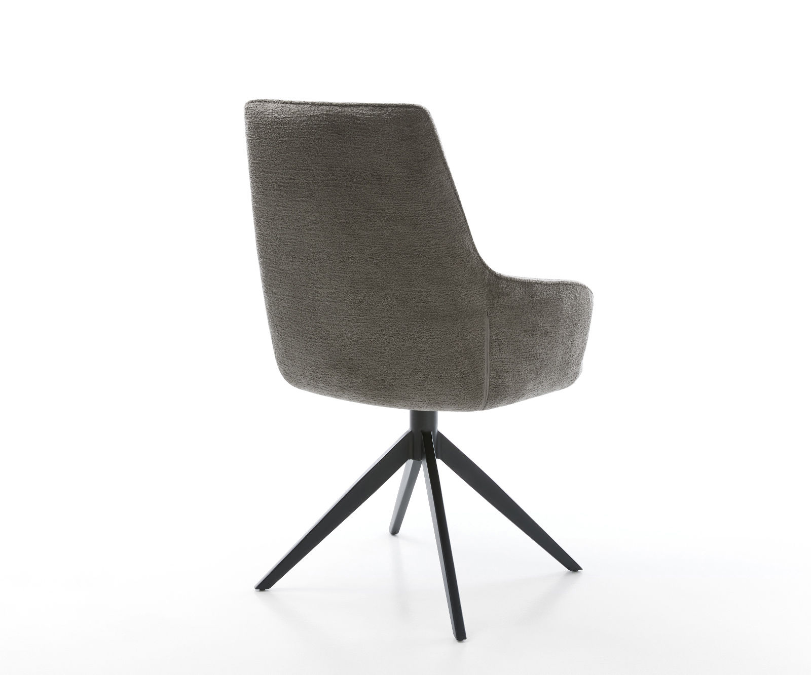 Jedálenská stolička Zelia-Flex s opierkami bouclé mäkký tmavobéžová krížová podstava široká čierna 360° otočná hojdacia funkcia vrecková pružina - Image 5