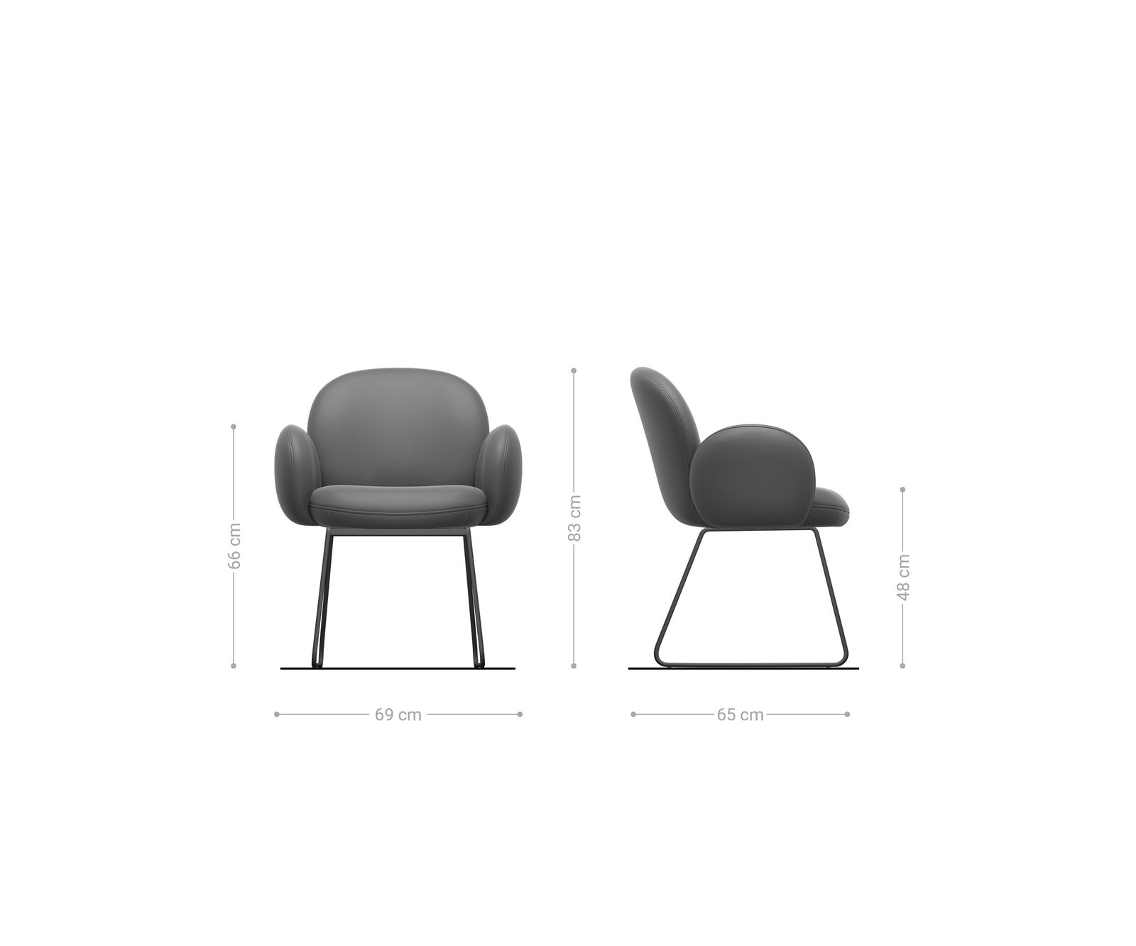 Jedálenská stolička Nube-Flex s opierkami bouclé mäkký tmavobéžová tenká podstava čierna vrecková pružina - Image 6