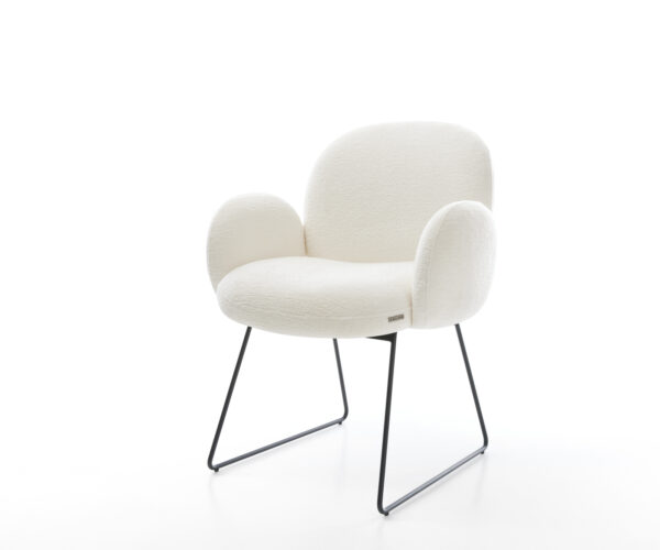 Jedálenská stolička Nube-Flex s opierkami bouclé mäkký béžová tenká podstava čierna vrecková pružina